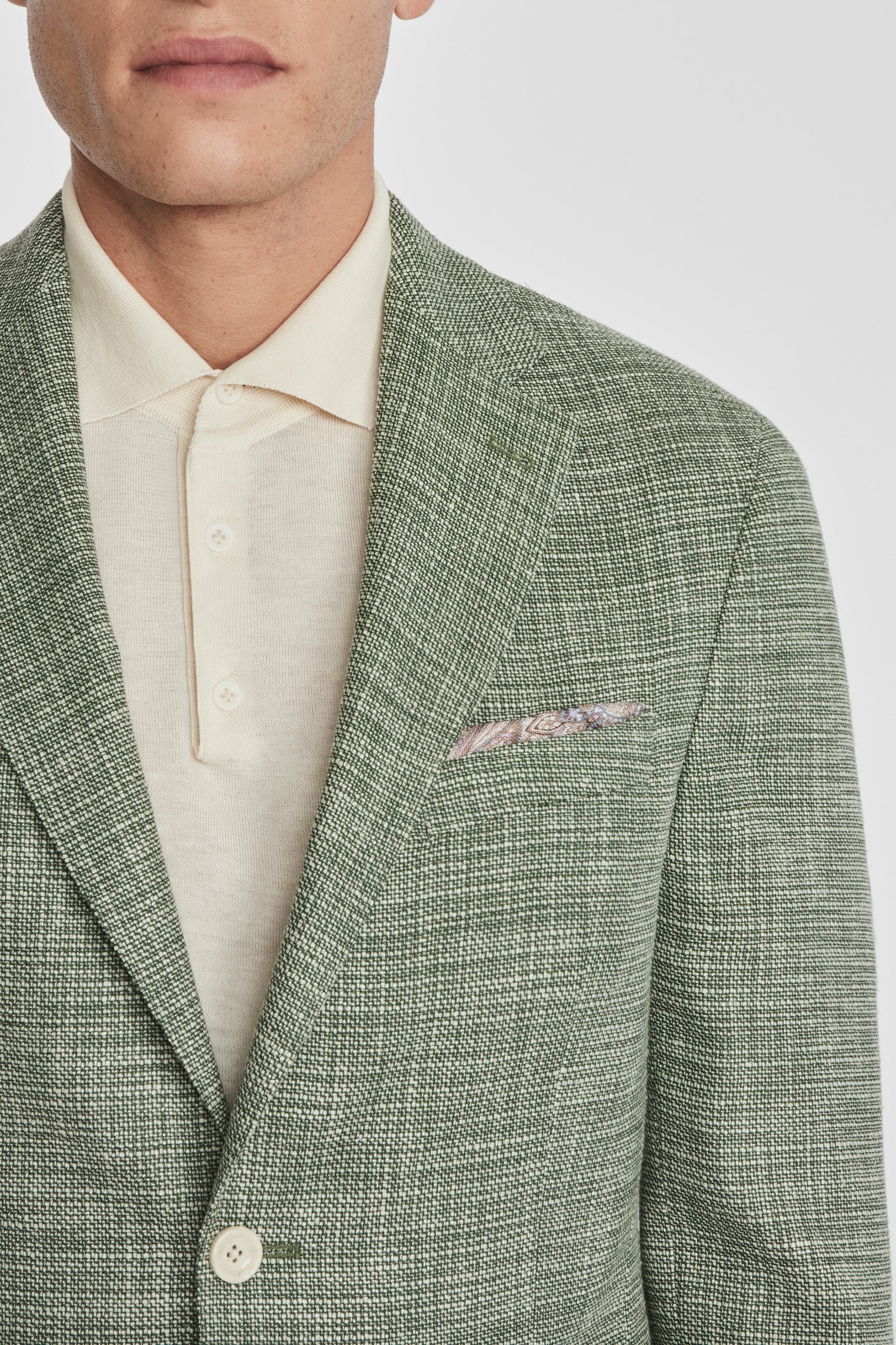 Alt view 1 Morton Solid Wool, Silk and Cotton Stretch Blazer in Olive