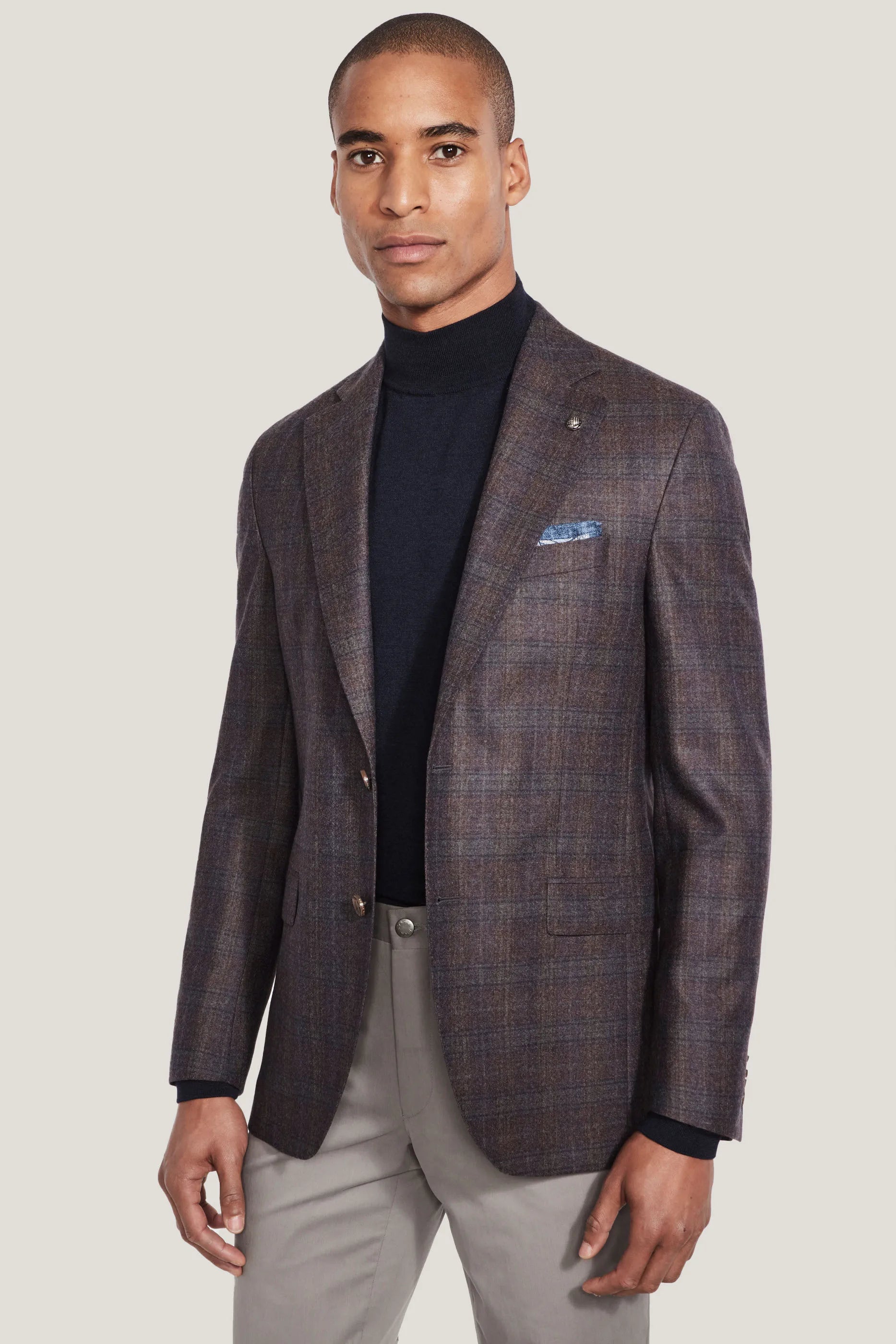 Burgundy Plaid Blazer Pure Wool Jack Victor