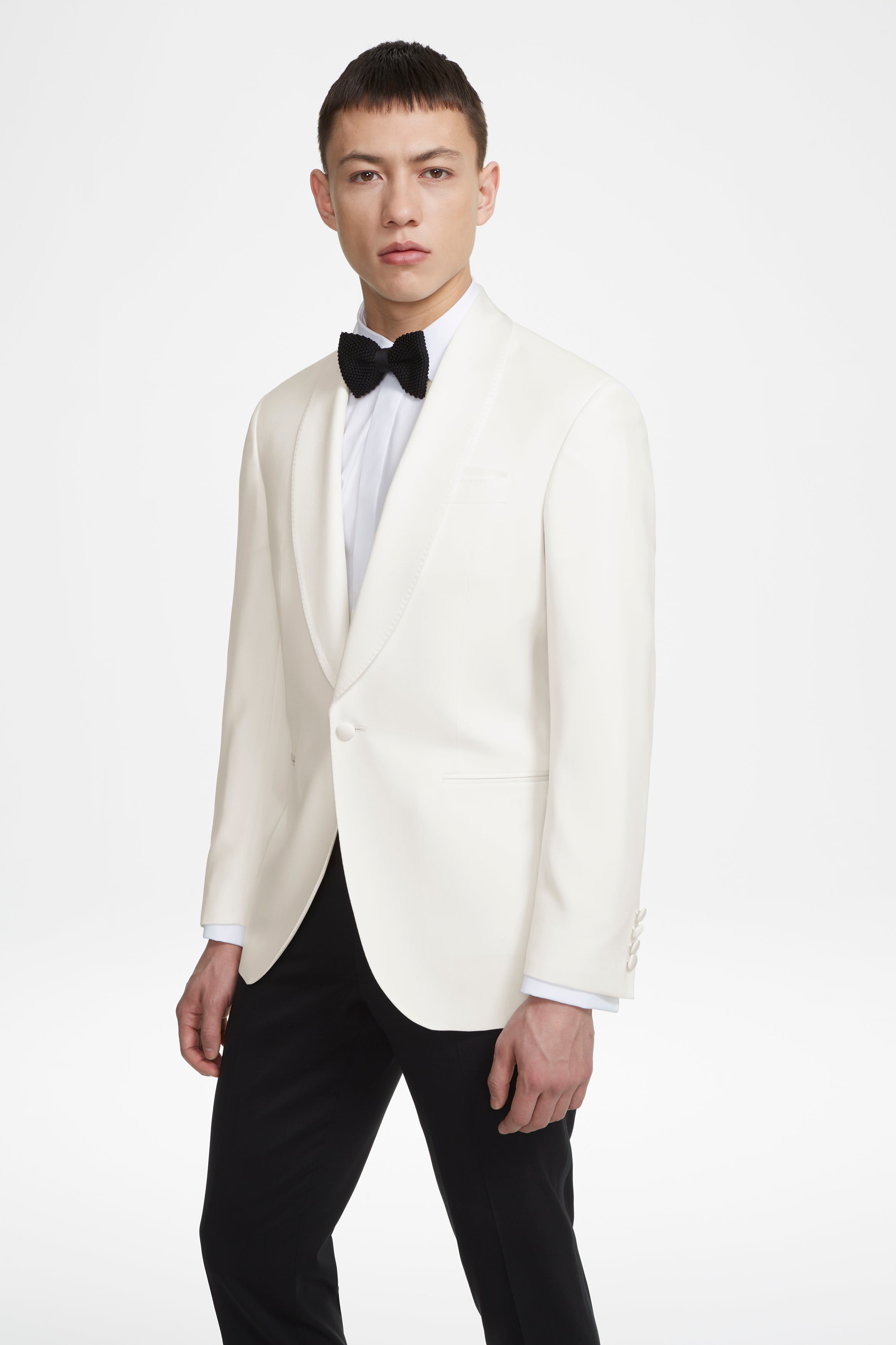 Alt view Ethan Wool Shawl Collar Dinner Jacket in Cream