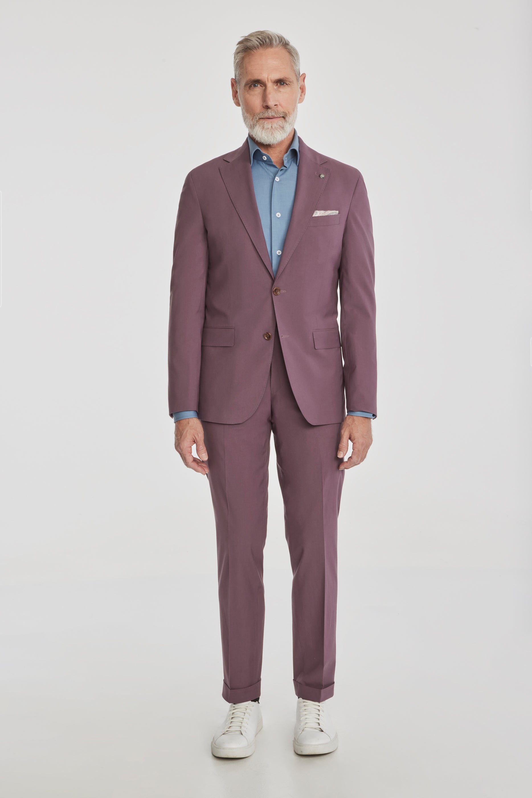 Alt view 2 Midland Solid Wool Cotton Stretch Suit in Berry