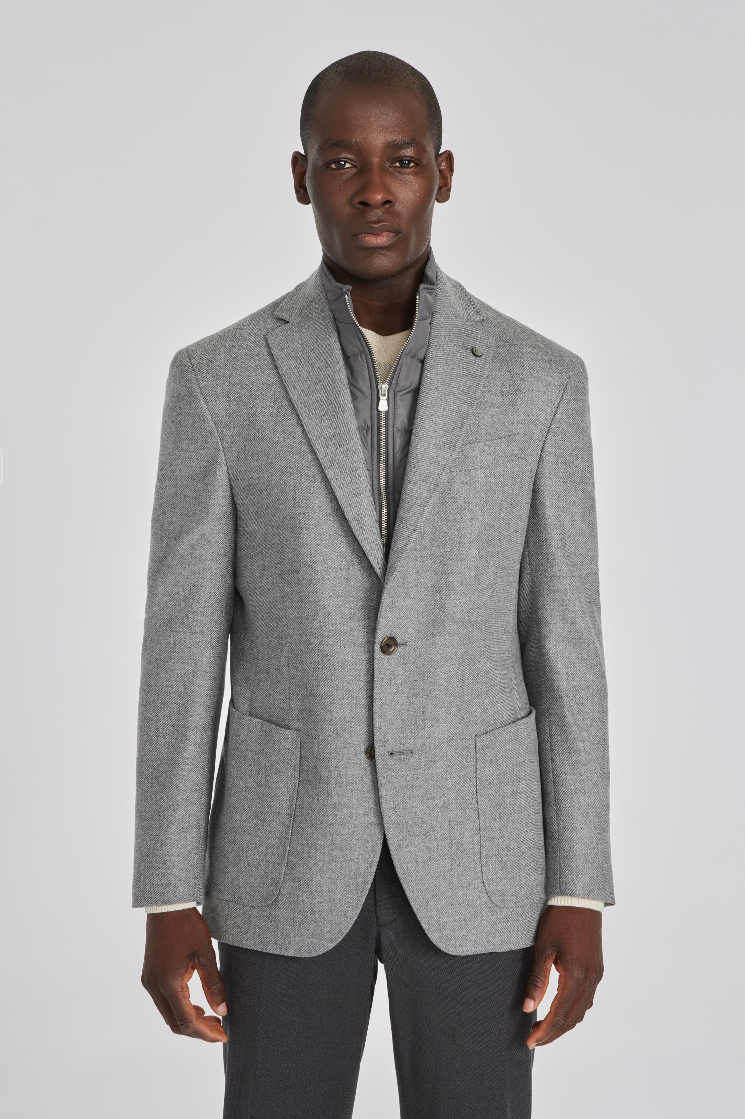 Jack Victor Men's Light Grey Brice Hybrid Wool and Cashmere Blazer