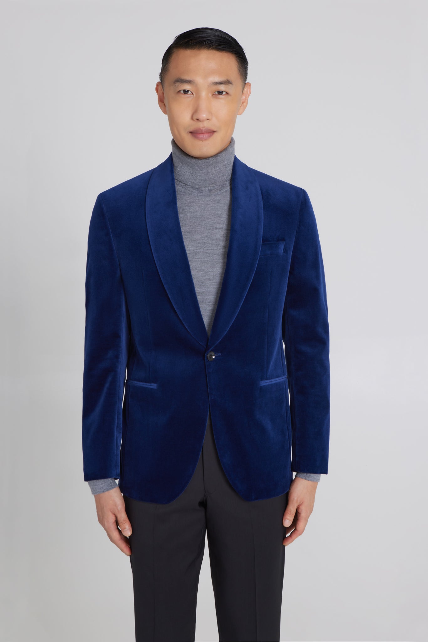 Alt view Edison Velvet Shawl Collar Dinner Jacket in Blue