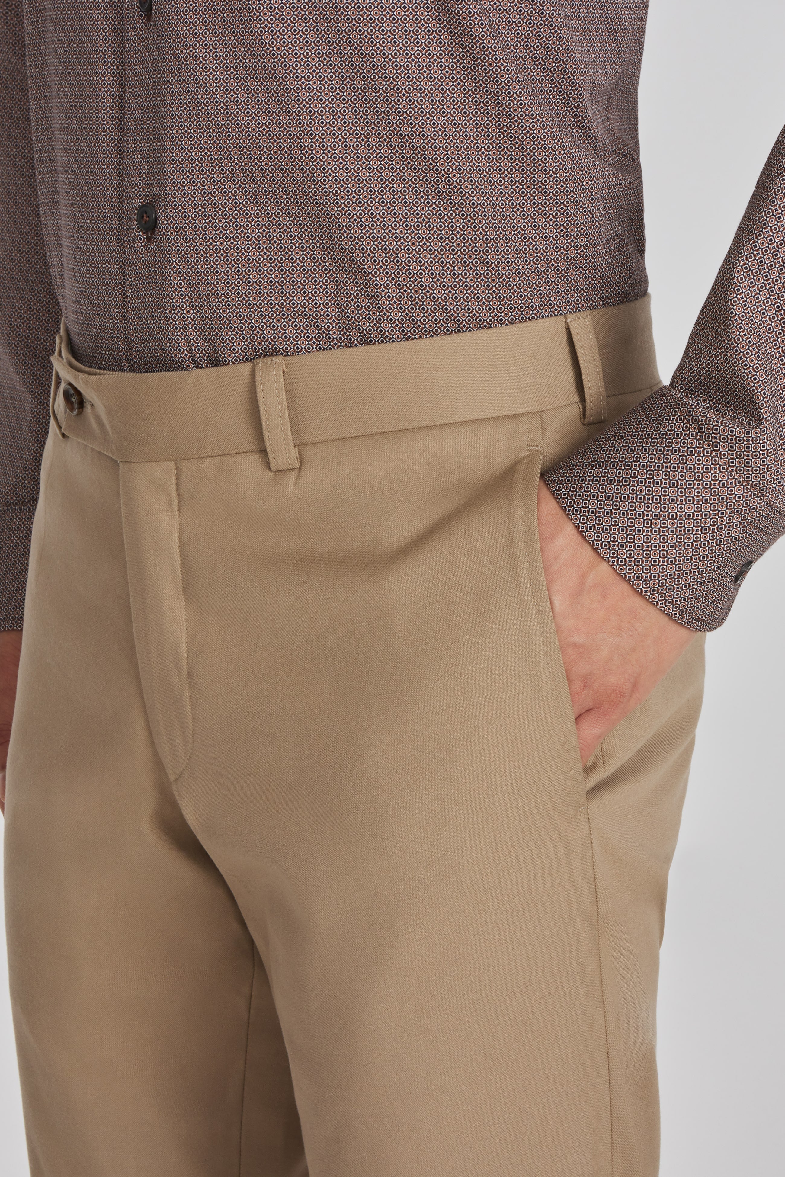 Alt view 1 Palmer Solid Cotton, Wool Stretch Trouser in Tan