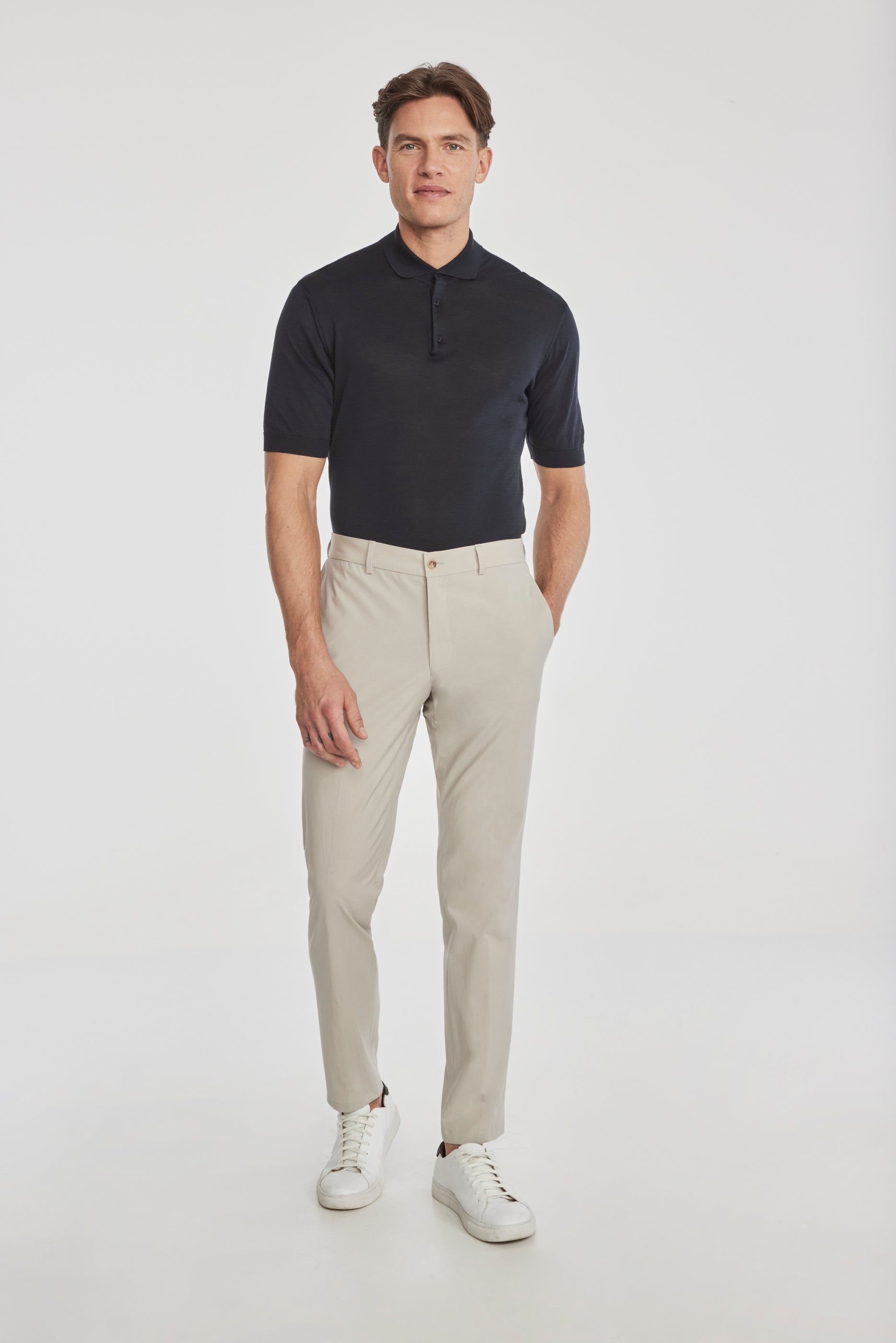 Alt view 1 Perth Wool and Cotton Stretch Pant in Tan