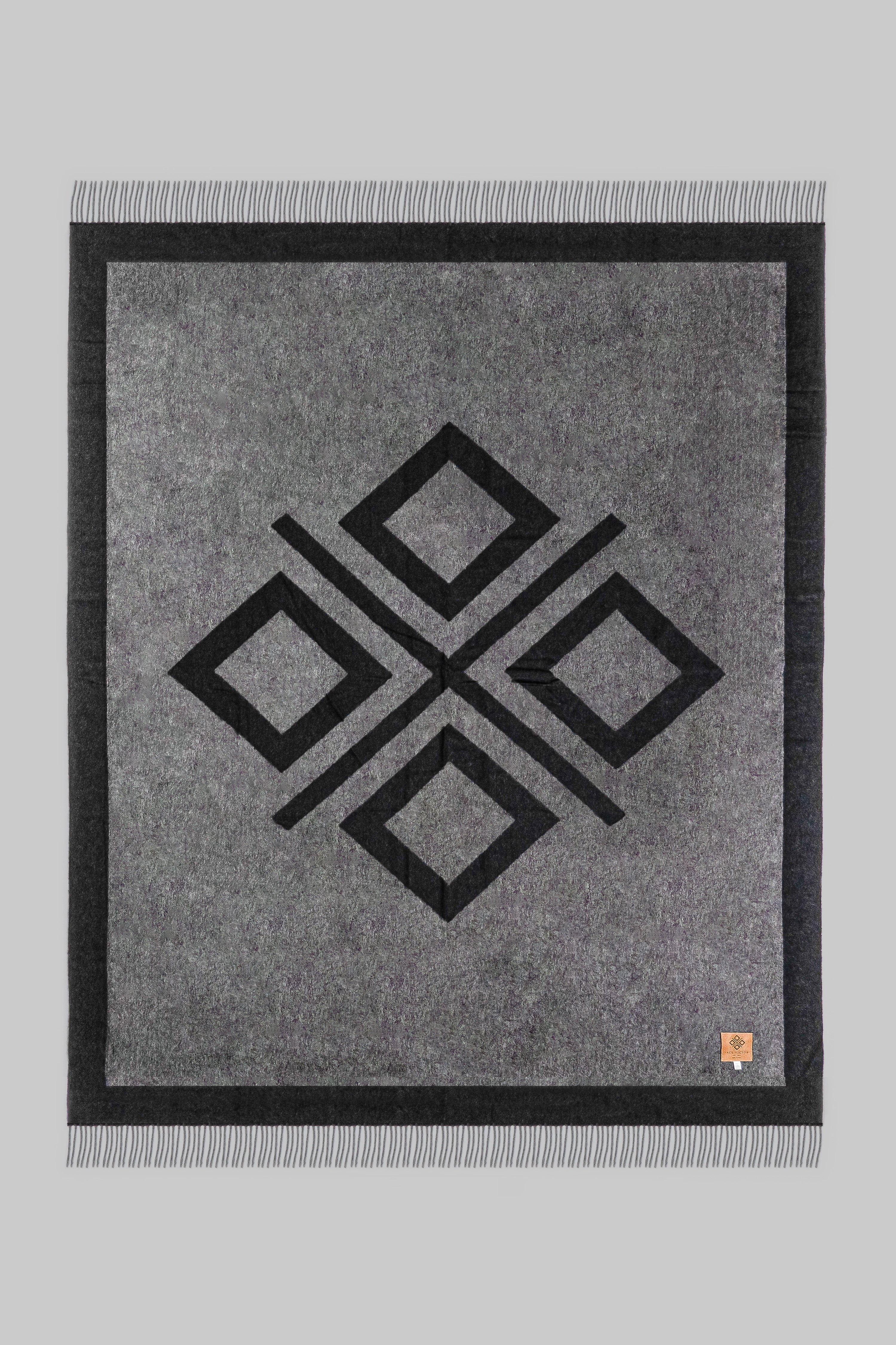 Black Cashmere Monogram Throw