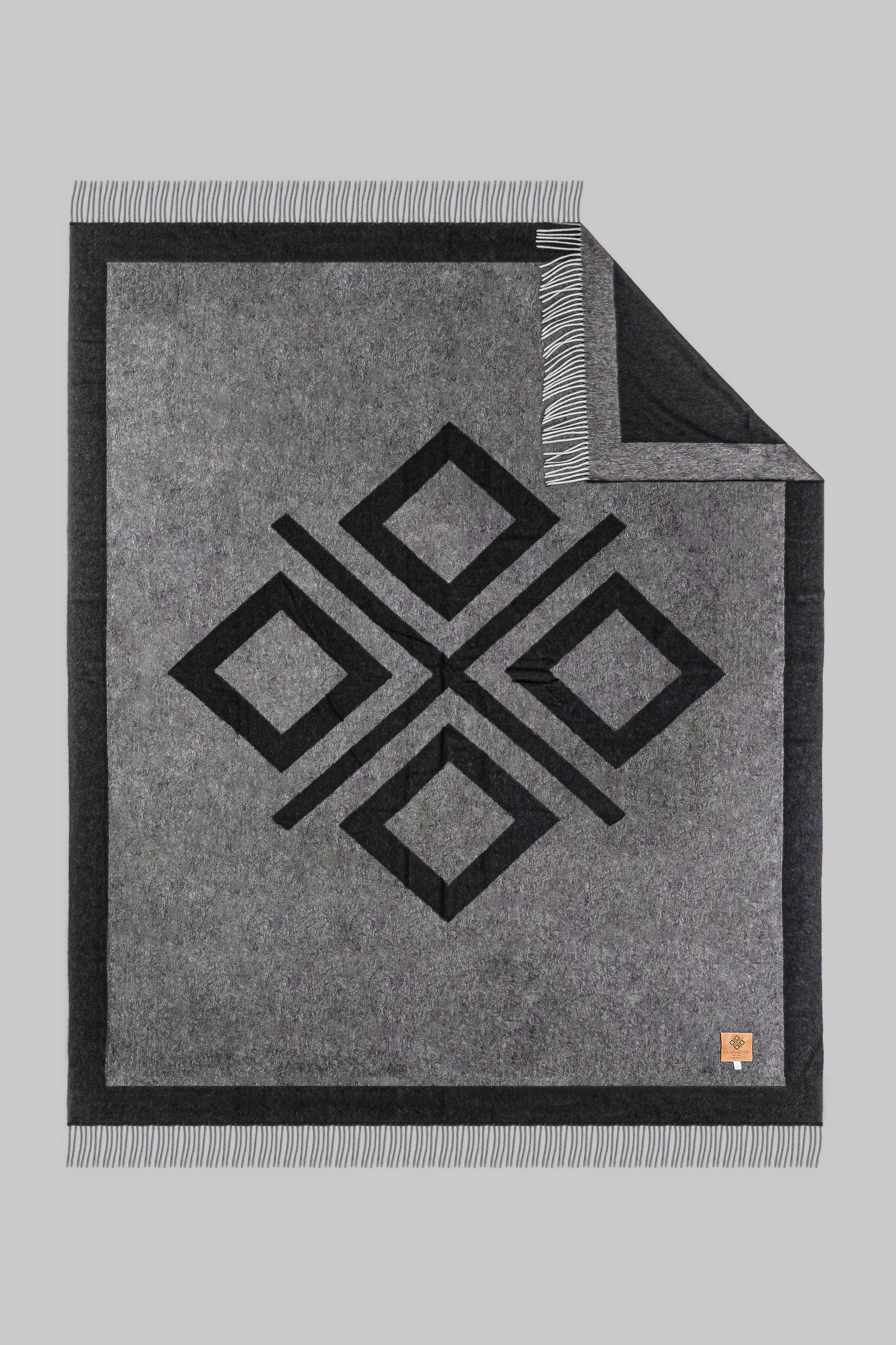 Black Cashmere Monogram Throw