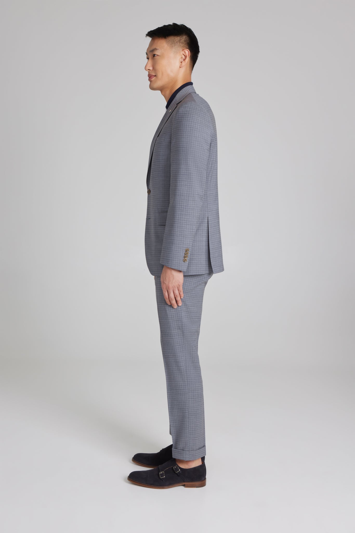 Alt view 3 Dean Neat Wool Stretch Suit in Light Grey