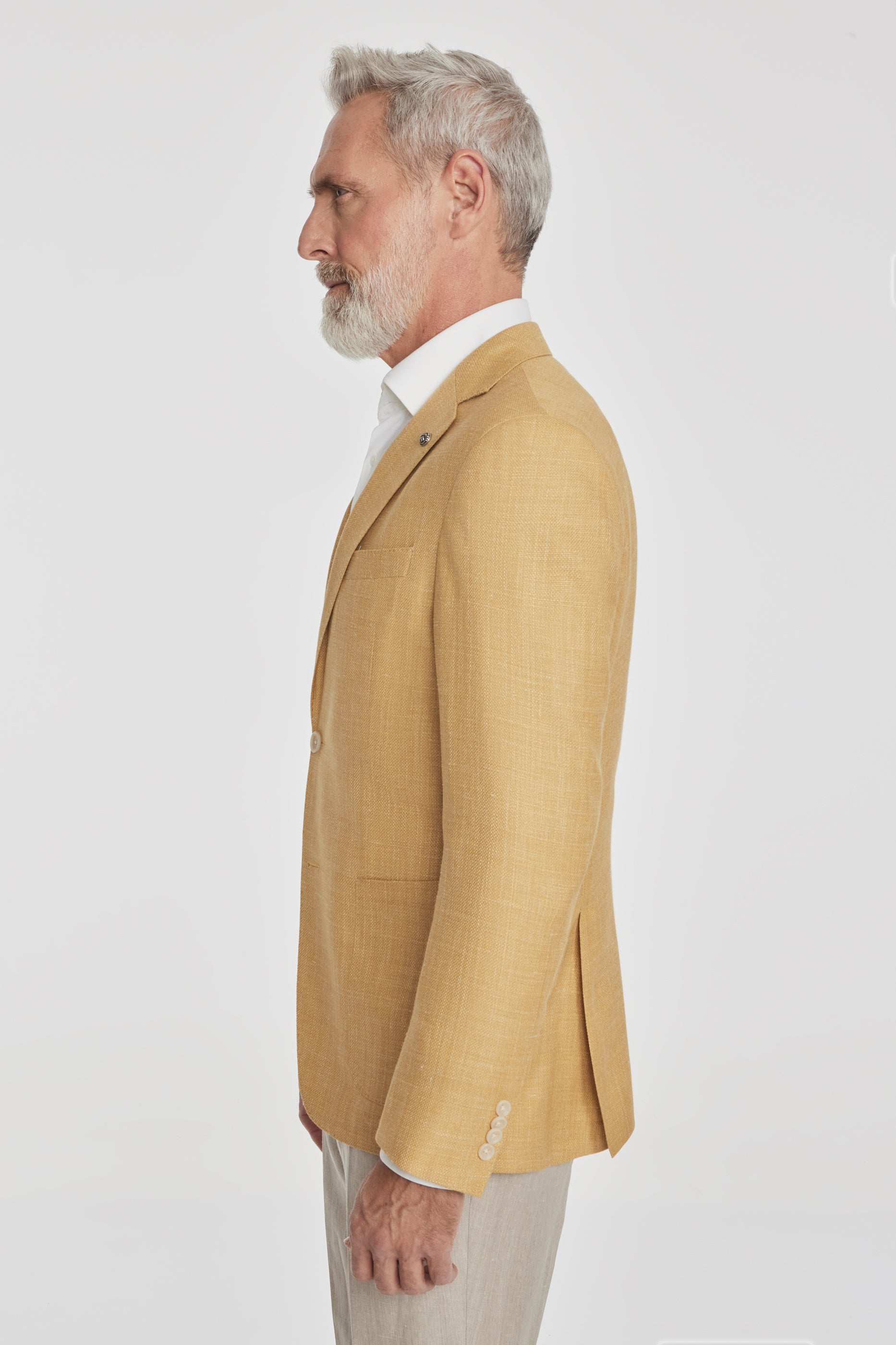 Alt view 3 Madison Solid Wool, Silk and Linen Blazer in Pale Yellow