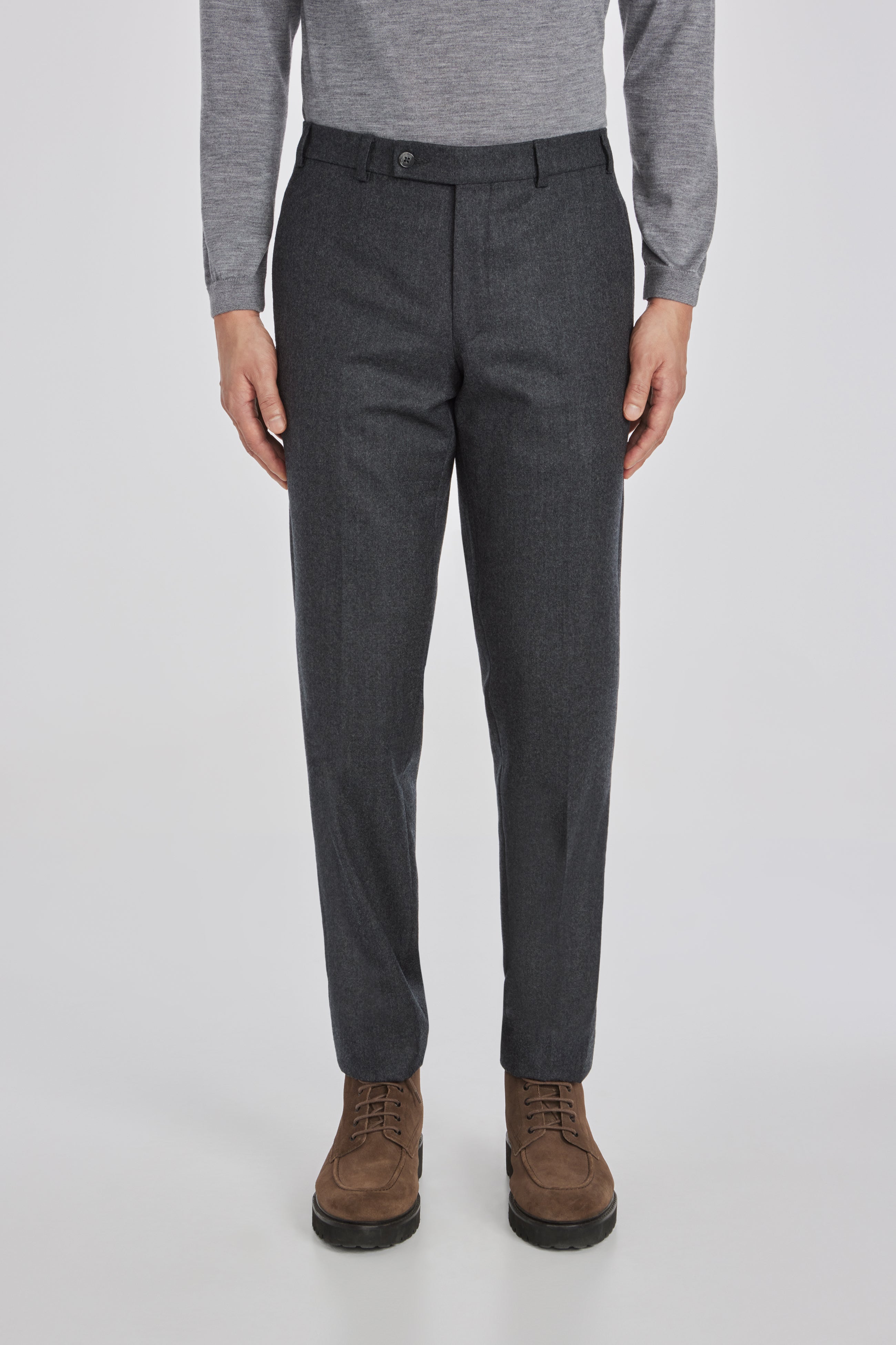 Alt view Pablo Wool Super 120's Flannel Trouser in Charcoal