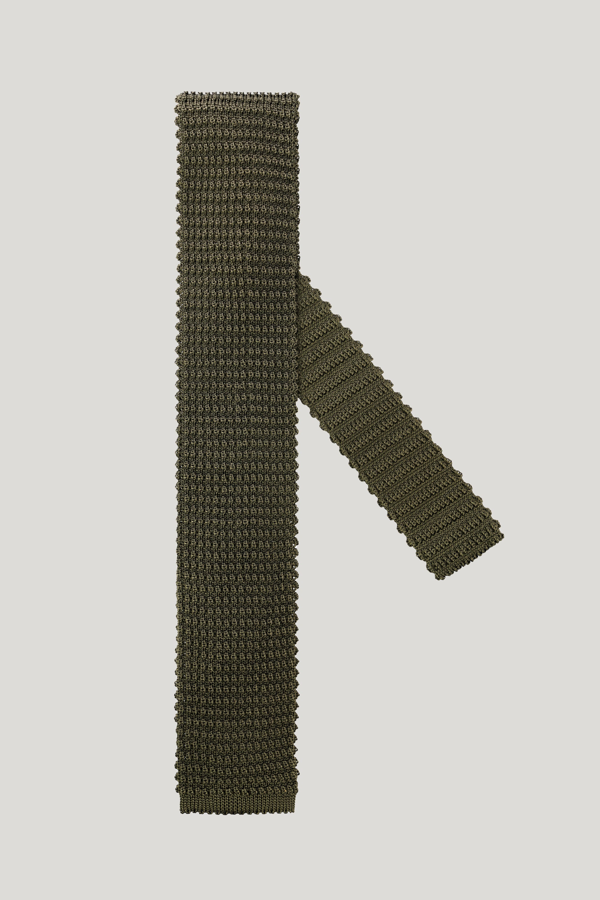 Alt view Hudson Silk Knitted Tie in Olive