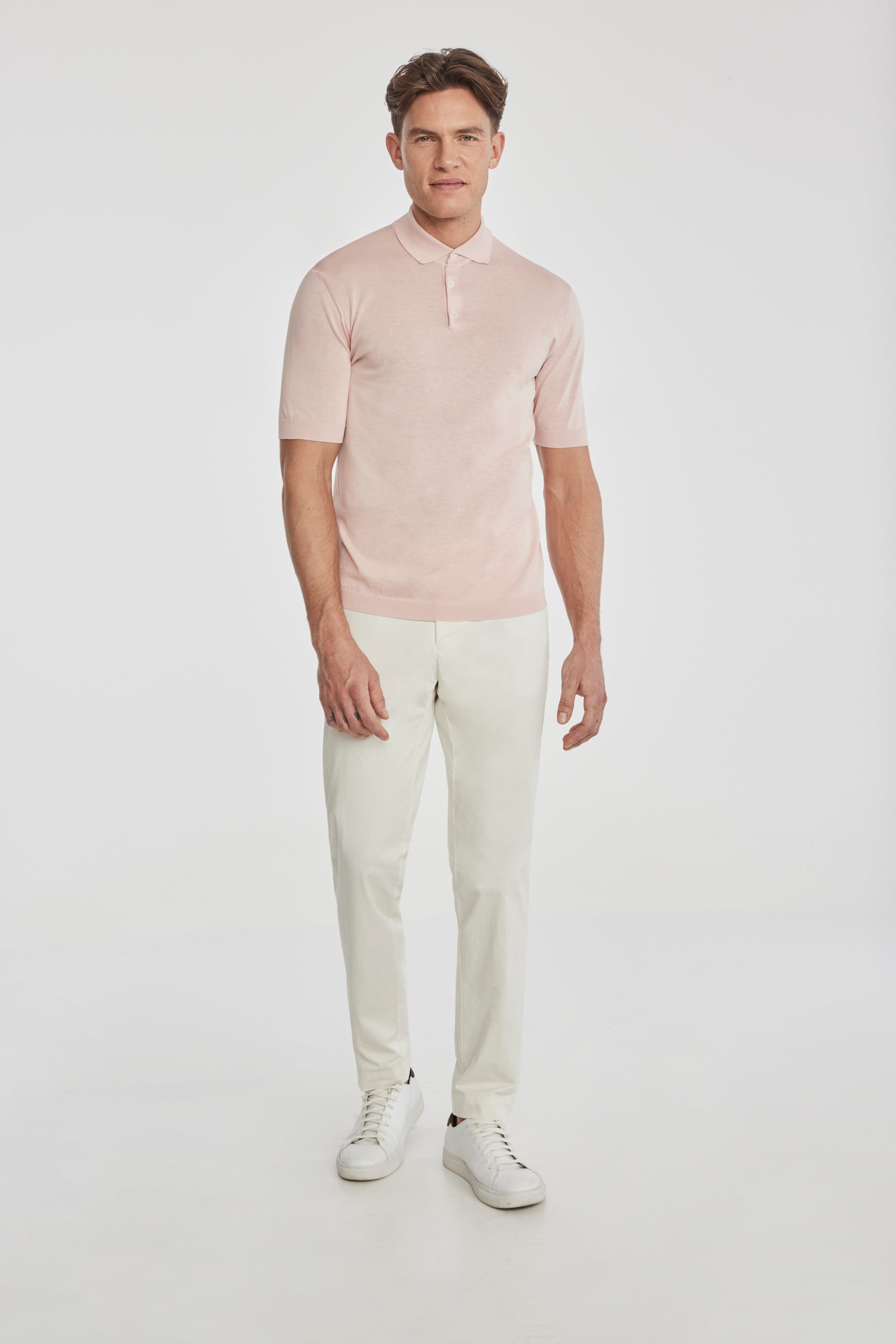 Alt view 2 SetiCo Cotton and Silk Knit Polo in Pink