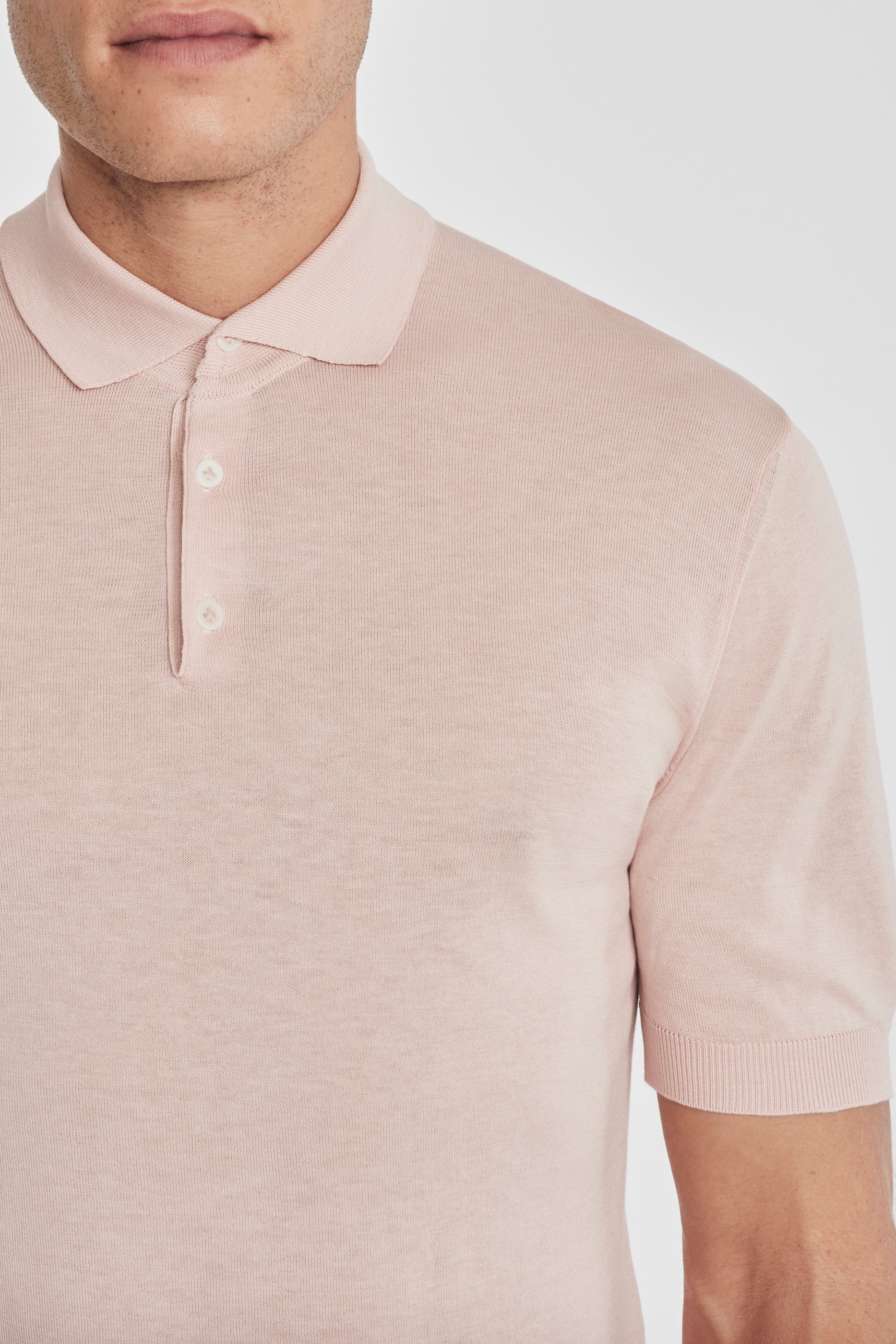 Alt view 1 SetiCo Cotton and Silk Knit Polo in Pink