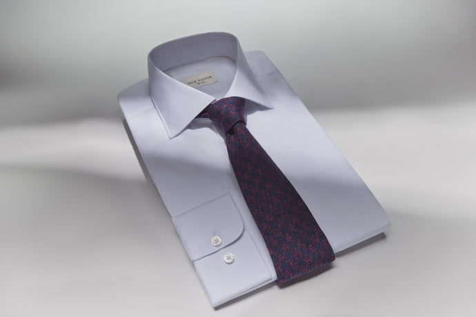 Jack victor dress shirt, light purple and a silk tie with navy and burgundy pattern 