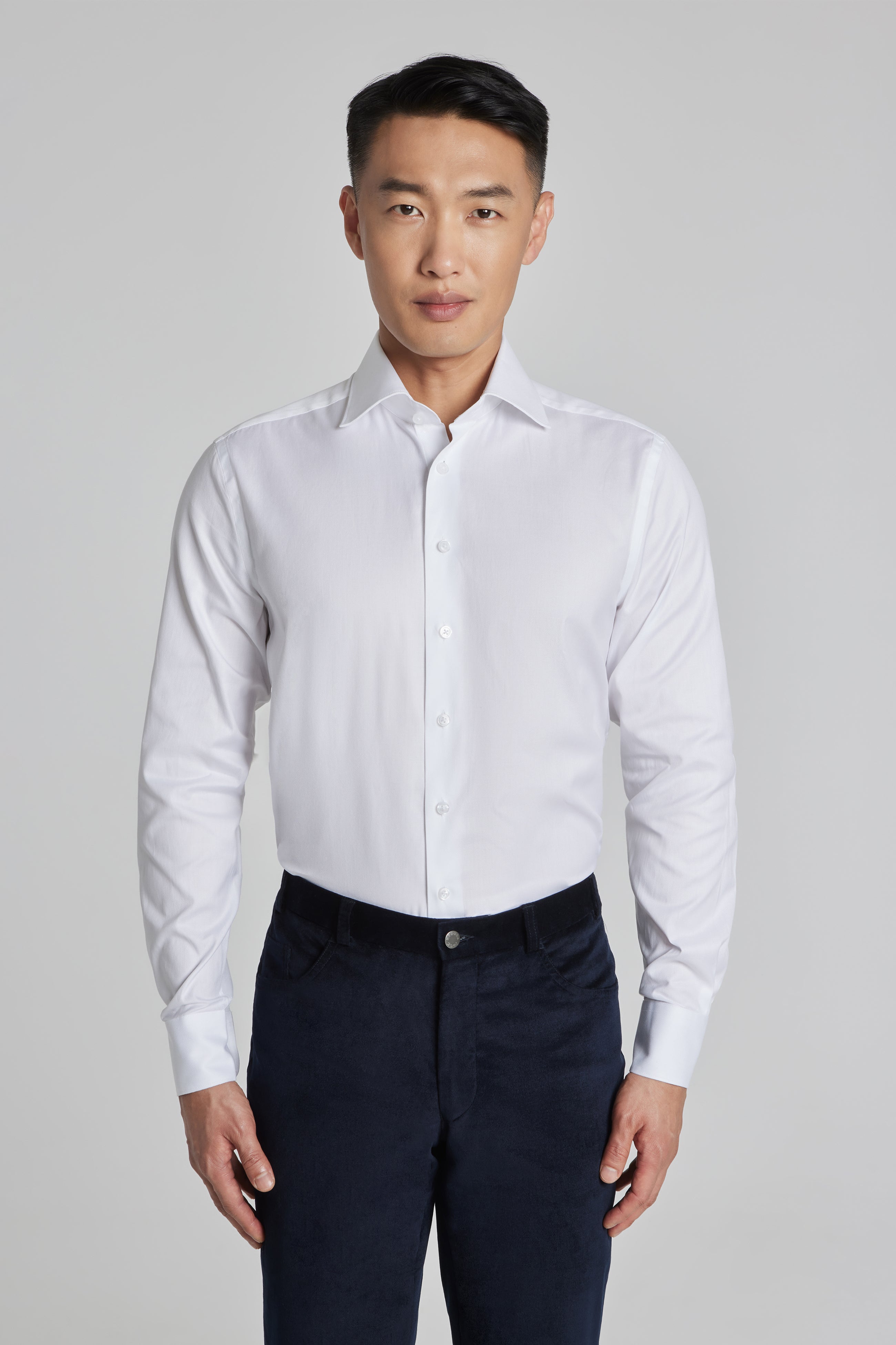 Alt view Cotton Oxford Dress Shirt in White