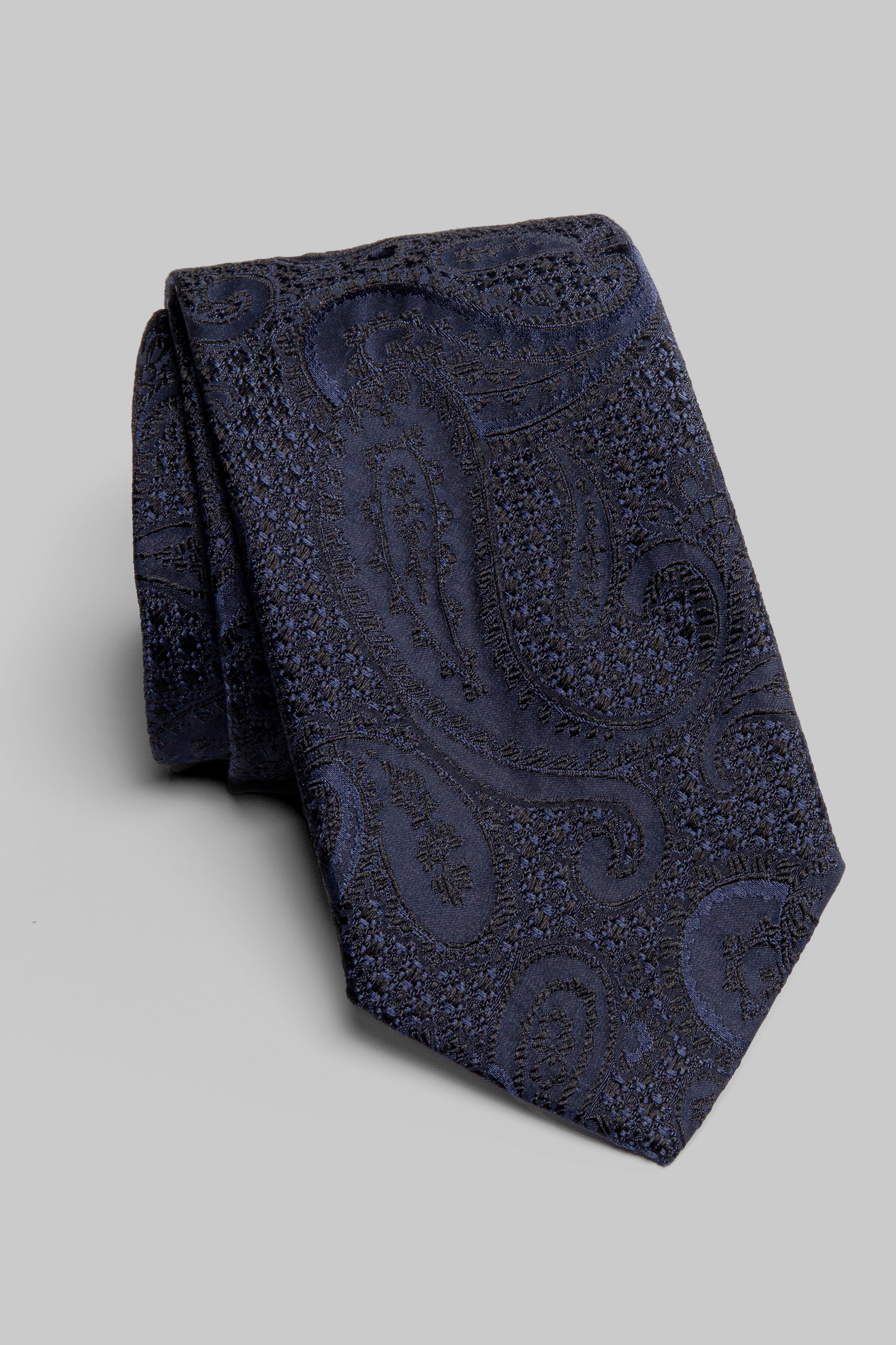 Navy Paisley Woven Tie