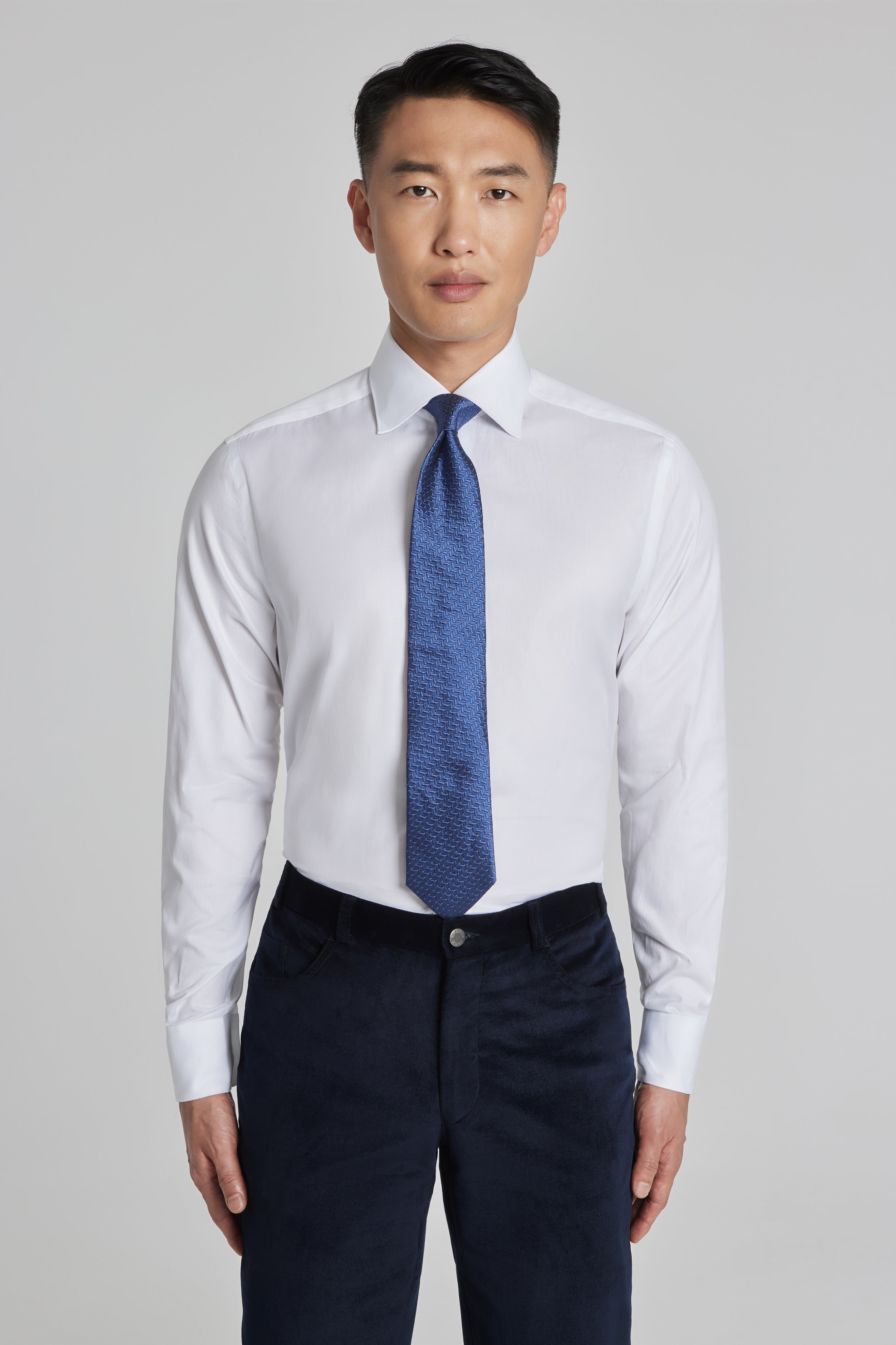 Navy Chevron Woven Tie