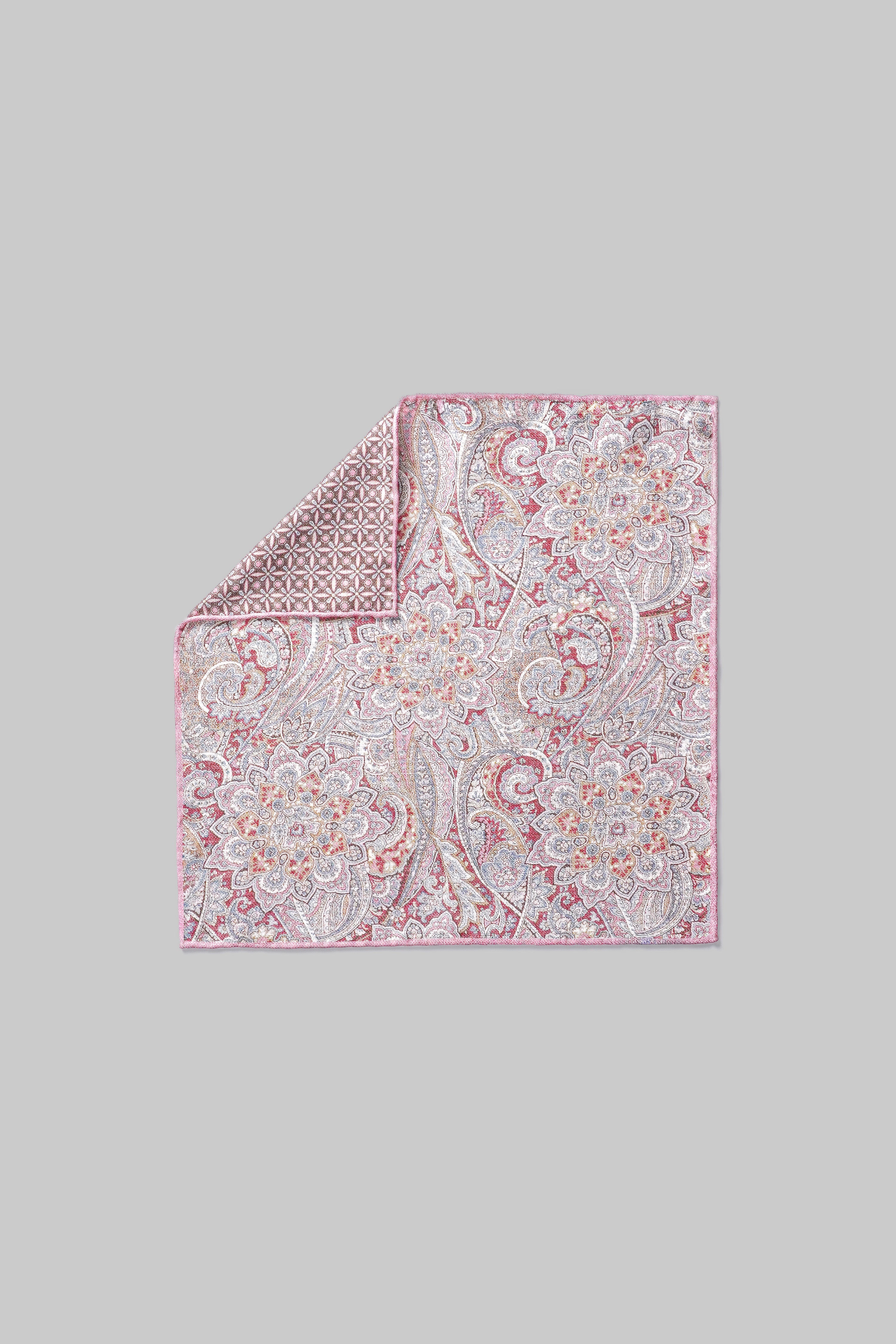 Alt view Silk Paisley Pocket Square in Pink