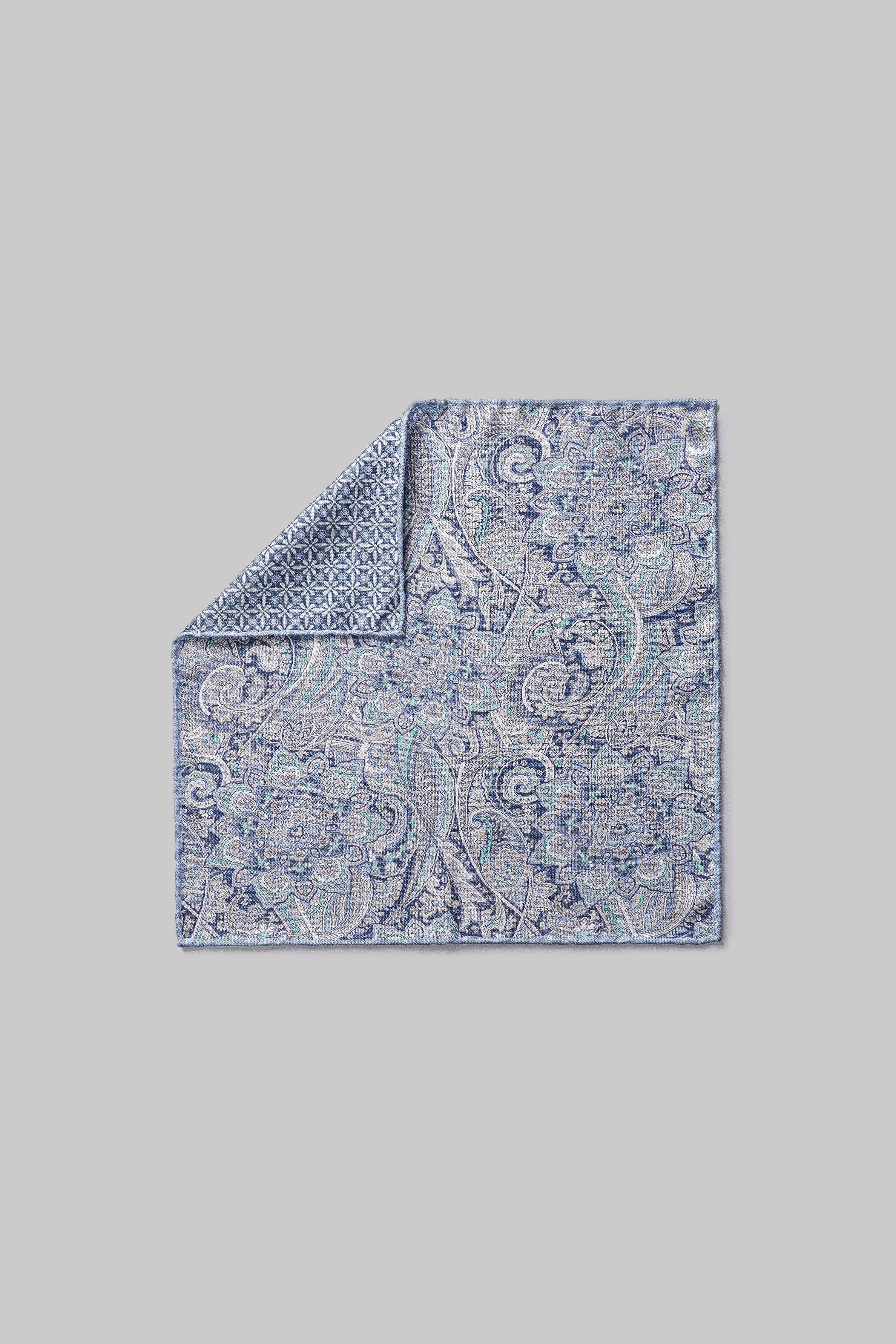 Alt view Silk Paisley Pocket Square in Sky Blue