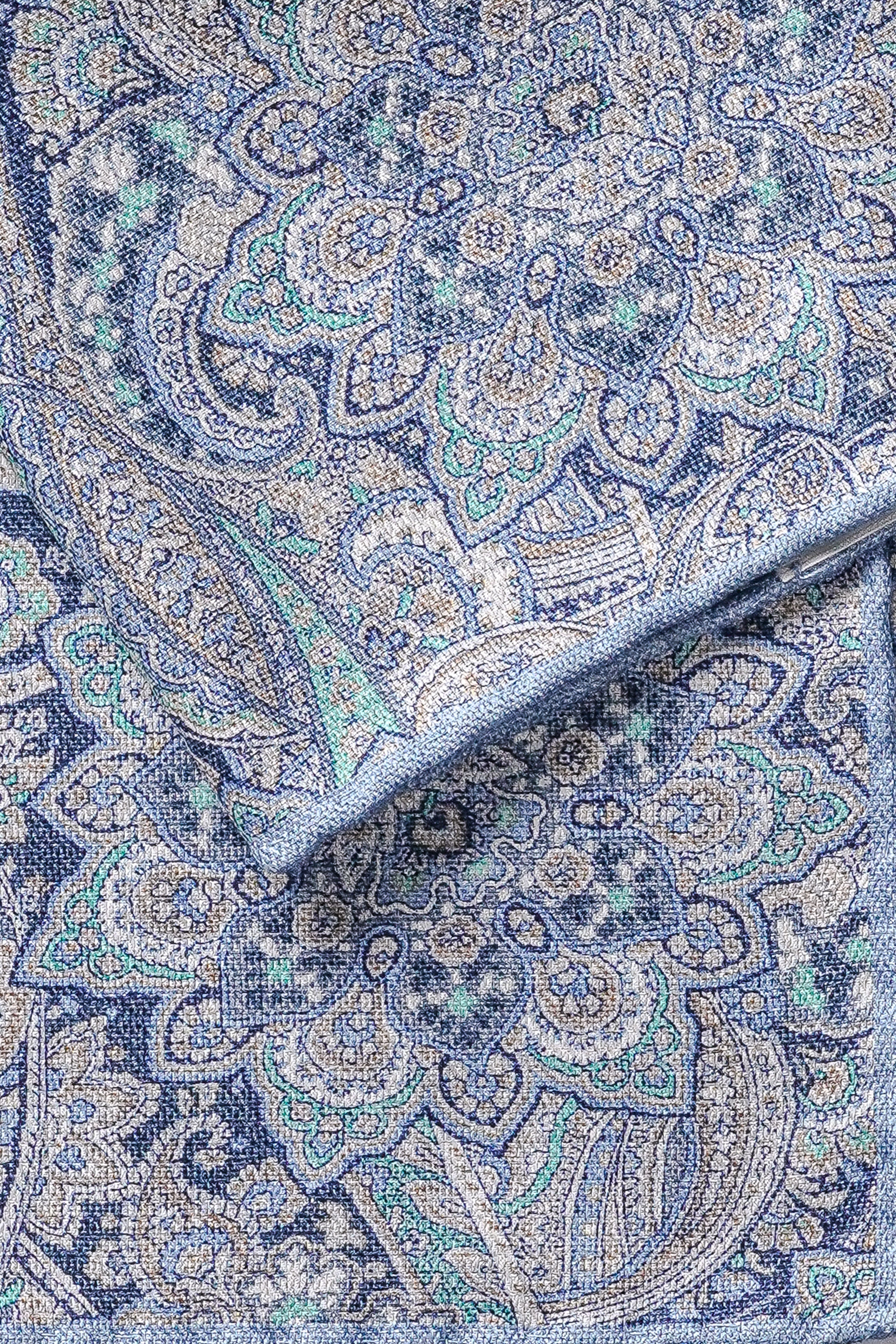 Alt view 2 Silk Paisley Pocket Square in Sky Blue