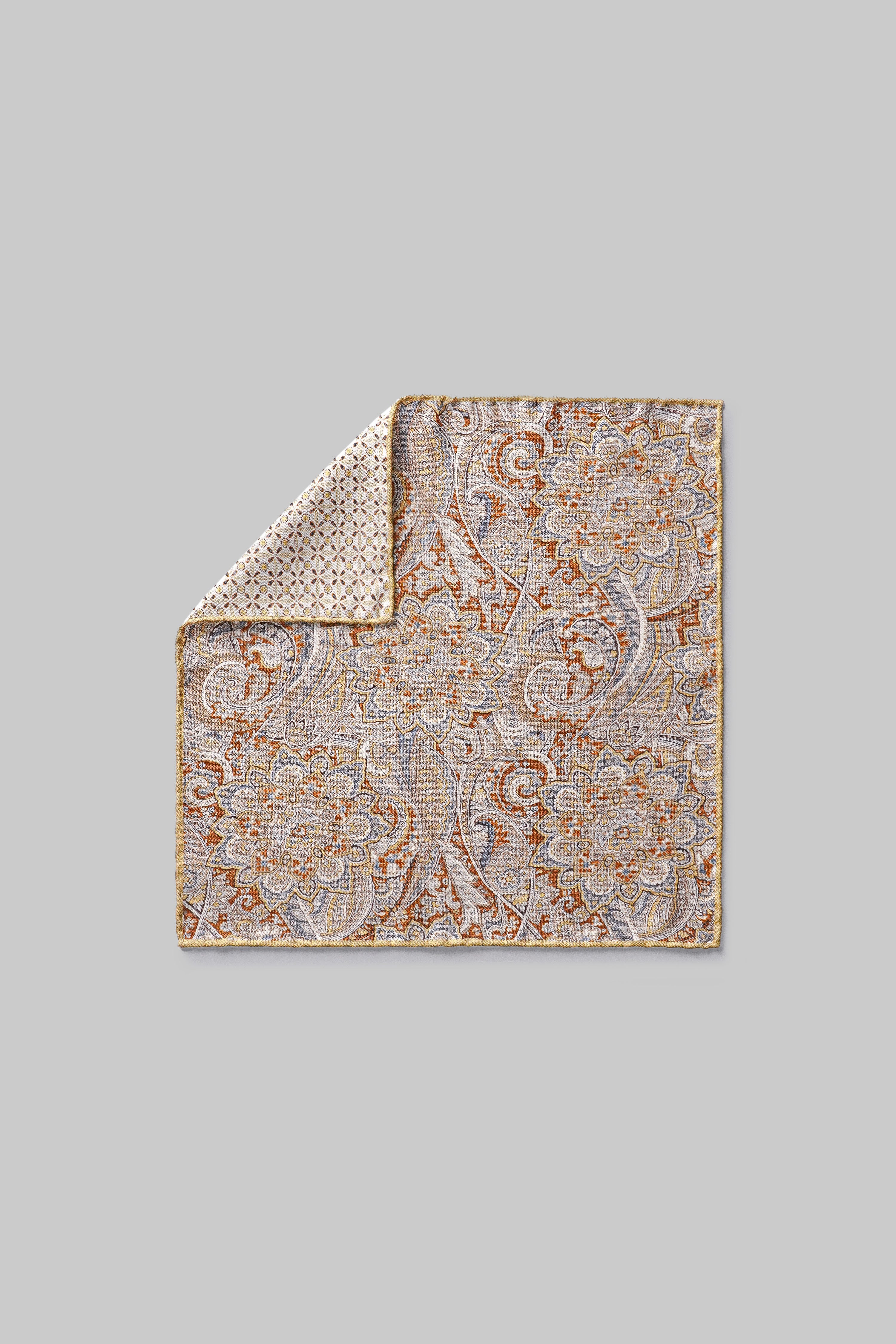 Alt view Silk Paisley Pocket Square in Yellow
