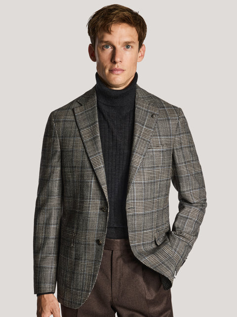 McAllen Brown Plaid with Light Blue Windowpane Blazer