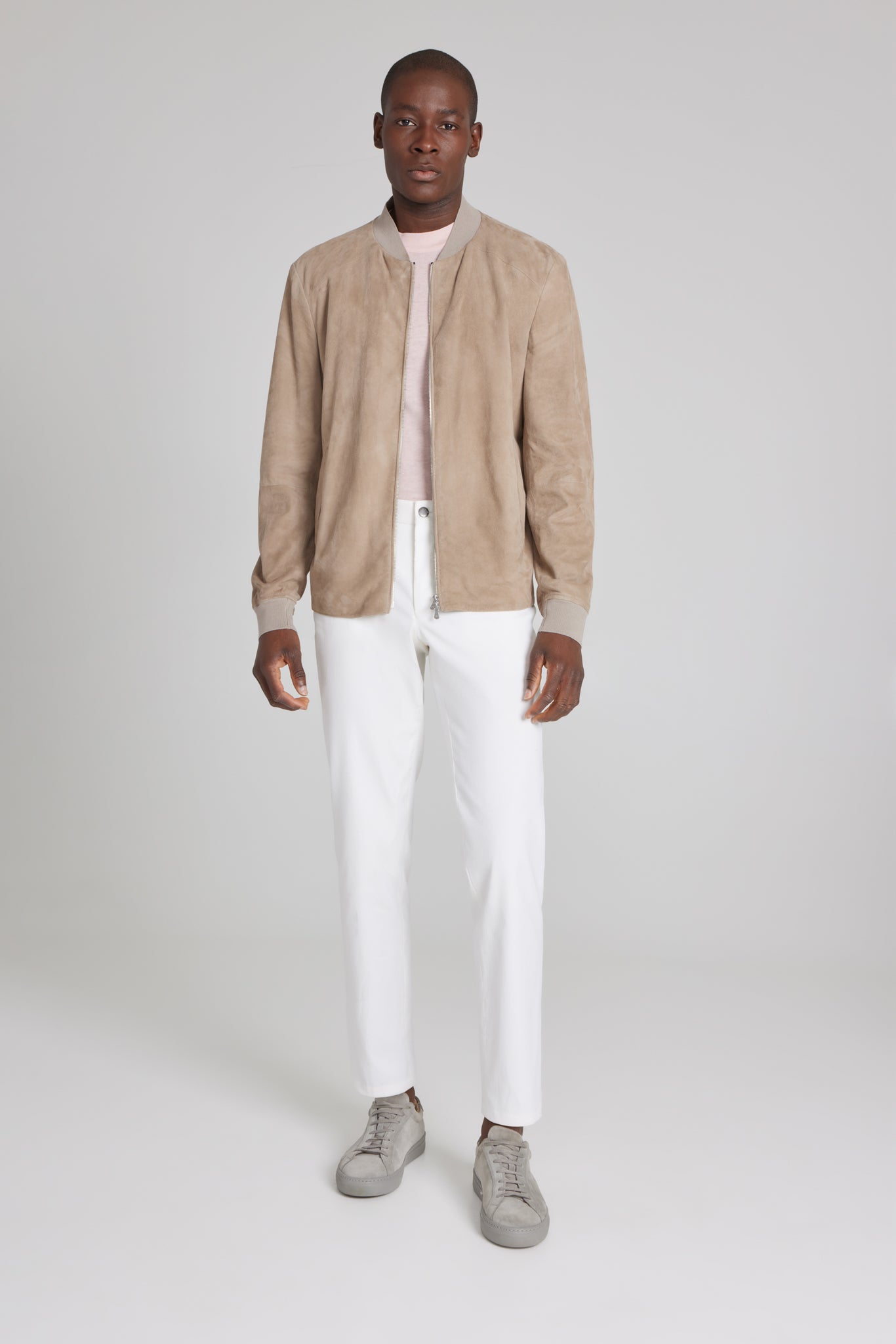 Alt view 2 Barclay Suede Bomber Jacket in Tan