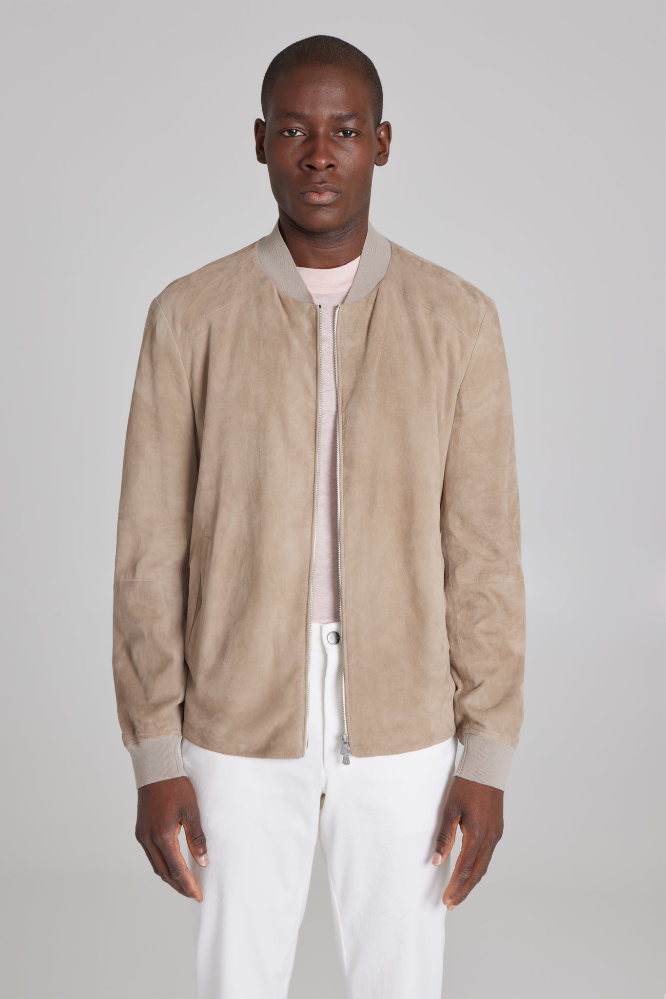Alt view Barclay Suede Bomber Jacket in Tan
