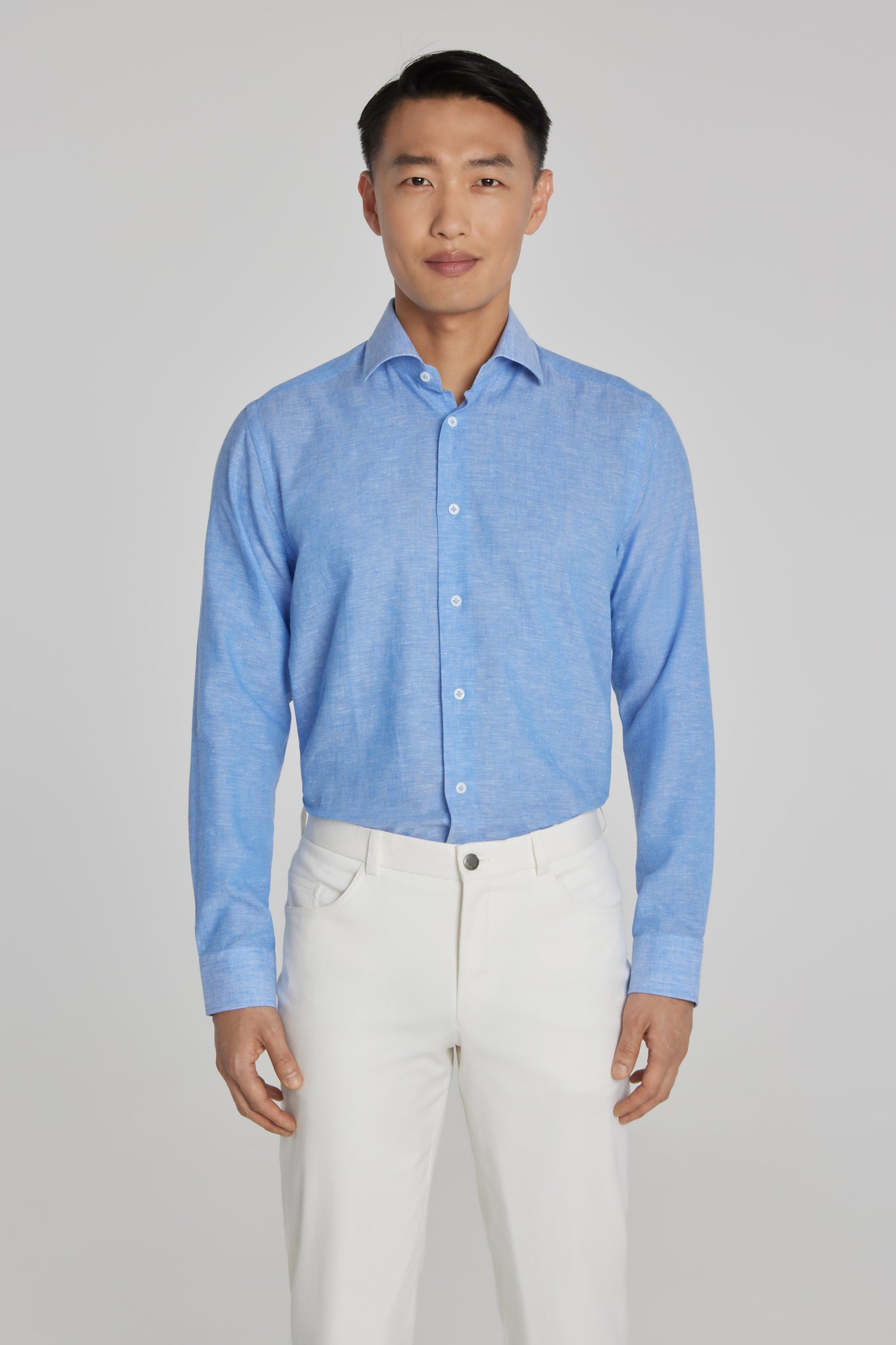 Alt view Linen and Cotton Shirt in Blue