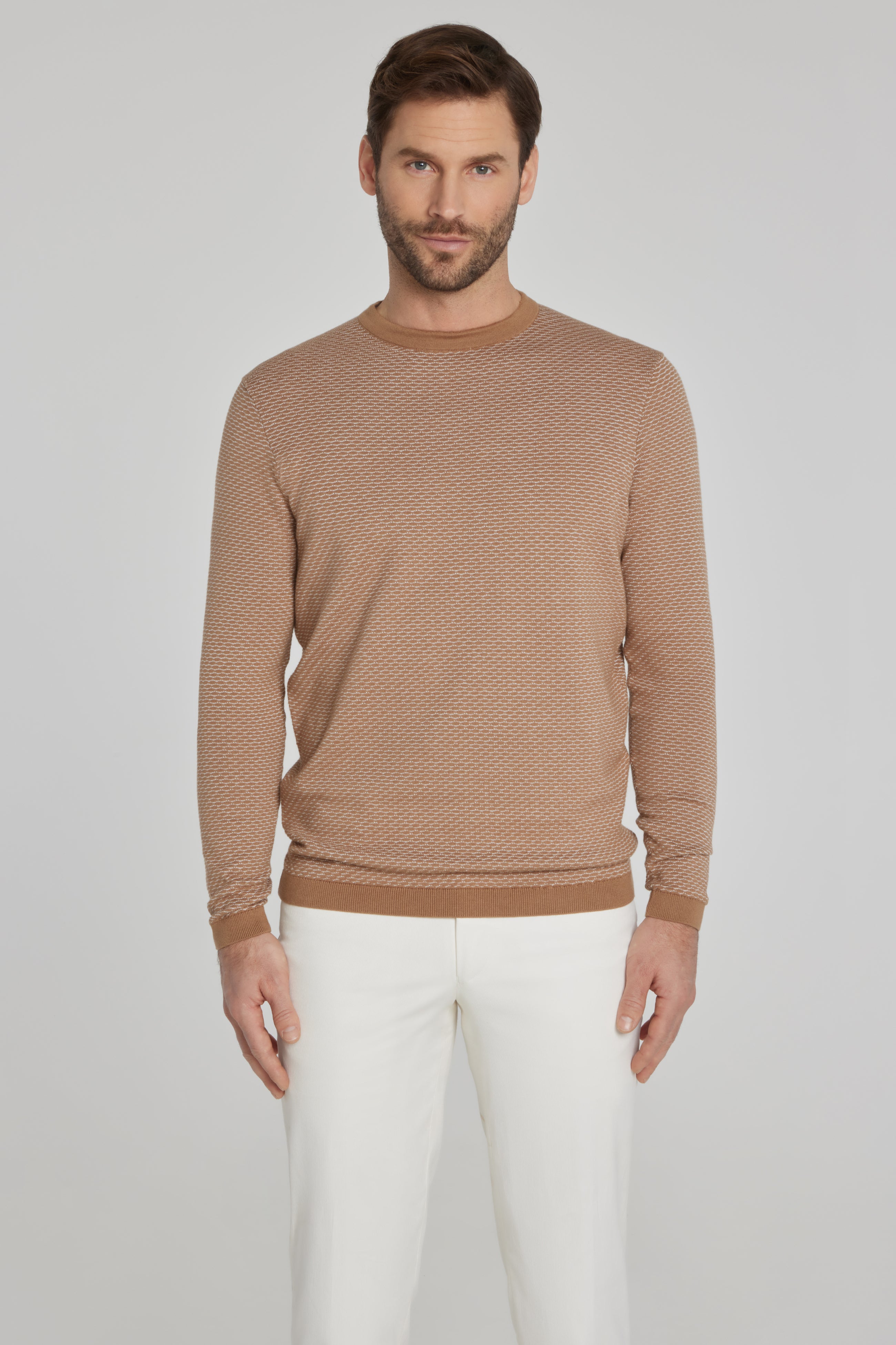 Alt view Douglas Cotton and Silk Sweater in Tan