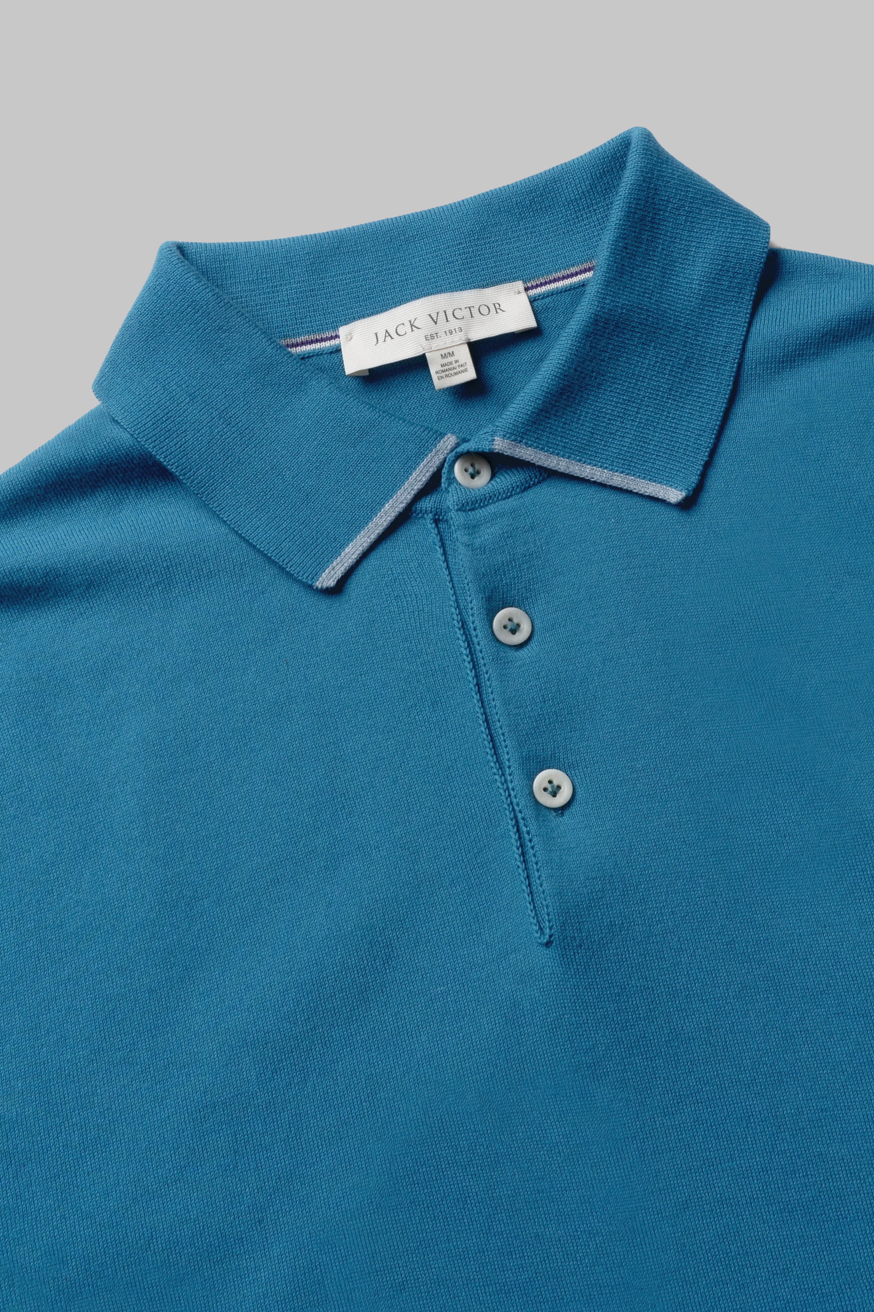 Alt view 1 Roslyn Cotton Knit Polo in Teal