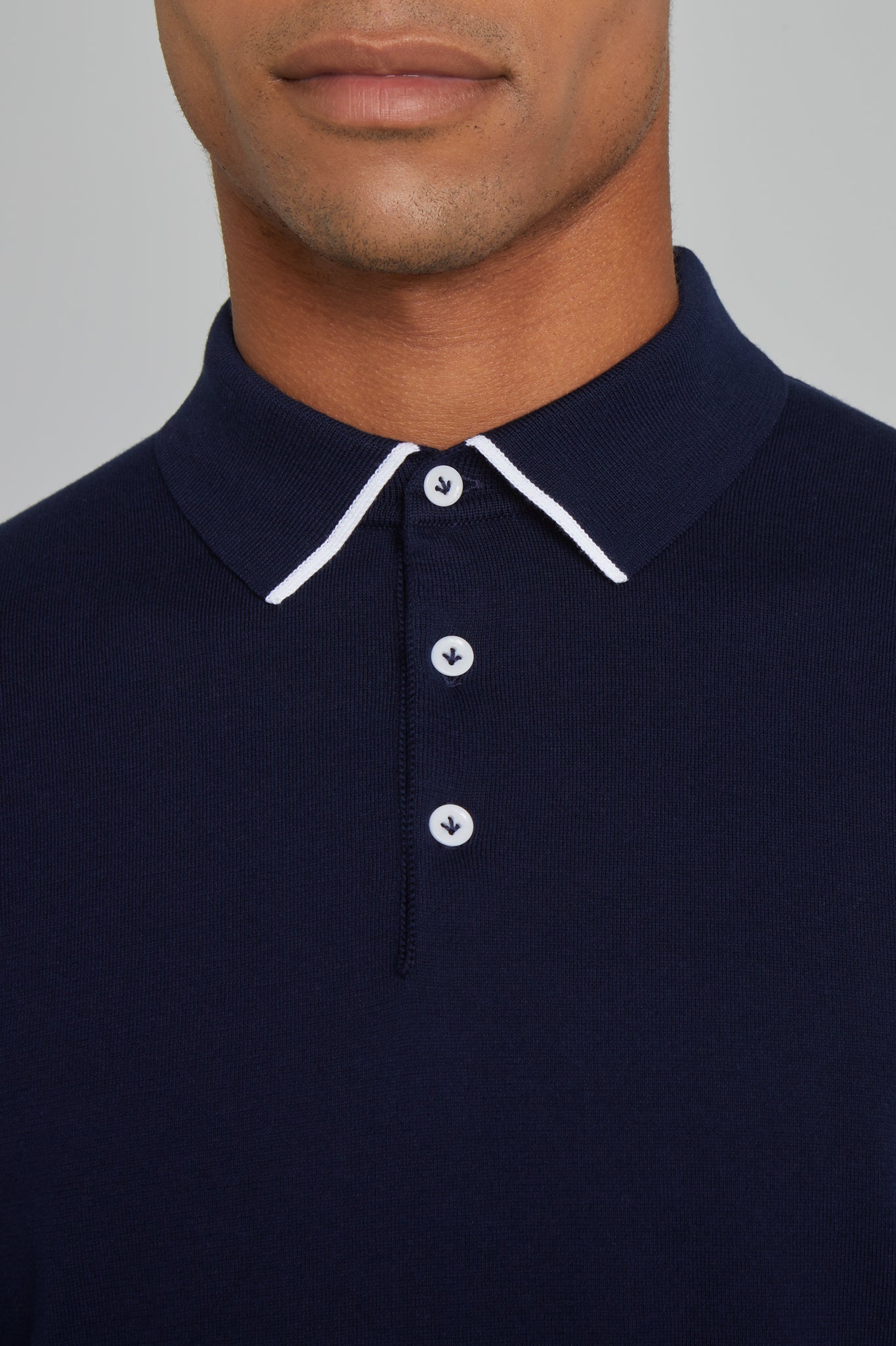Alt view 2 Roslyn Cotton Knit Polo in Navy