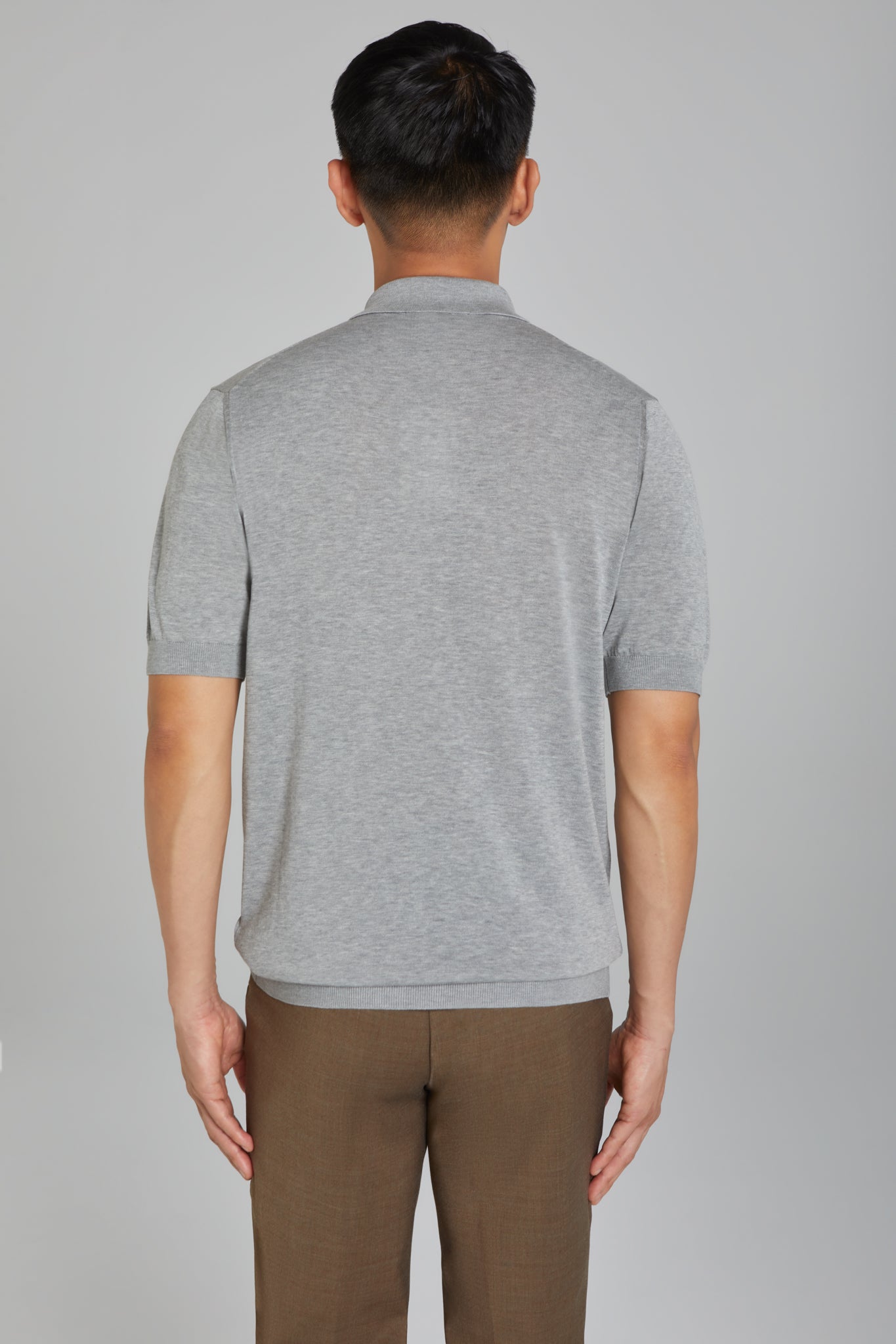 Alt view 3 SetiCo Cotton and Silk Knit Polo in Grey