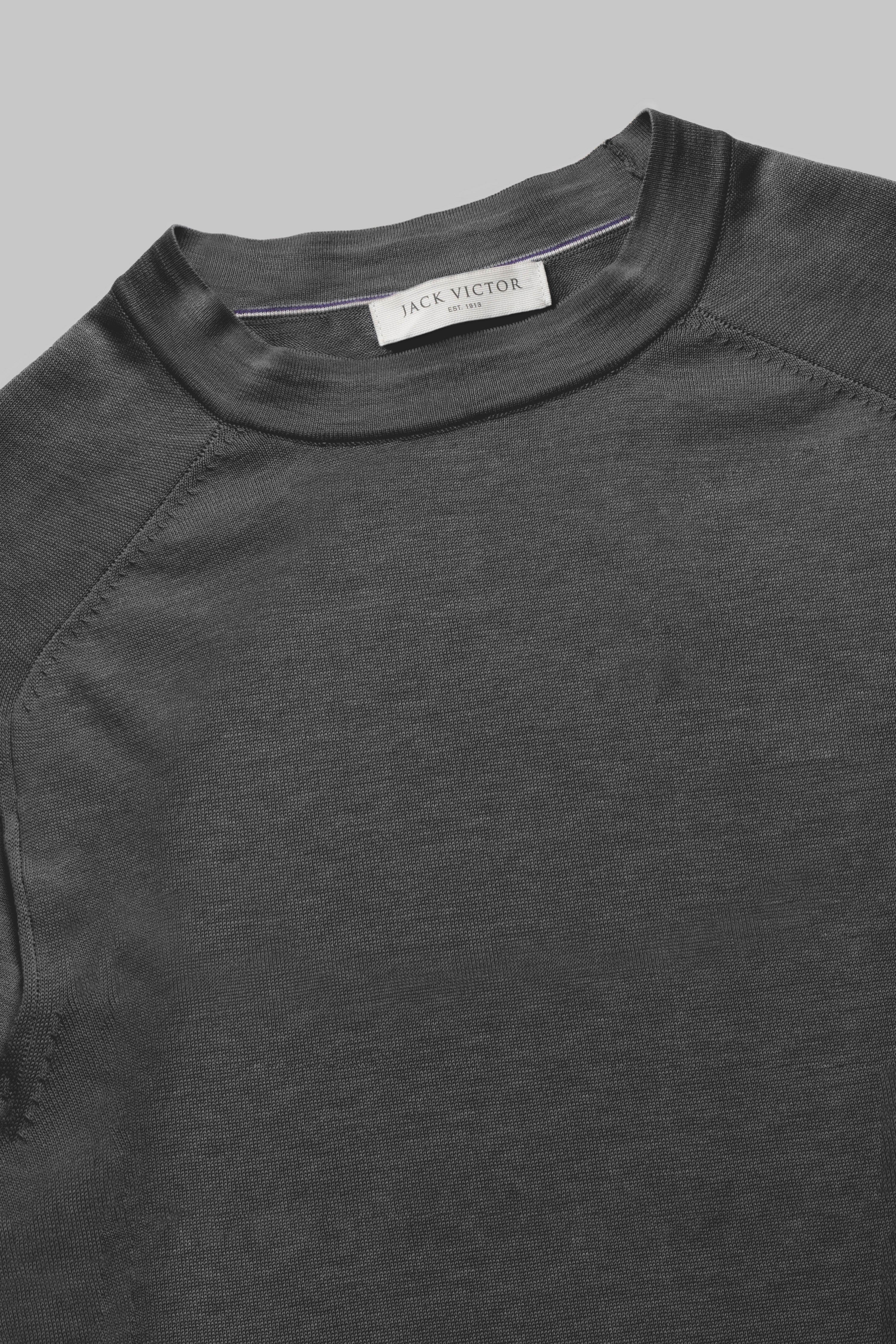 Alt view 1 SetiCo Cotton and Silk Knit Crew Neck in Grey