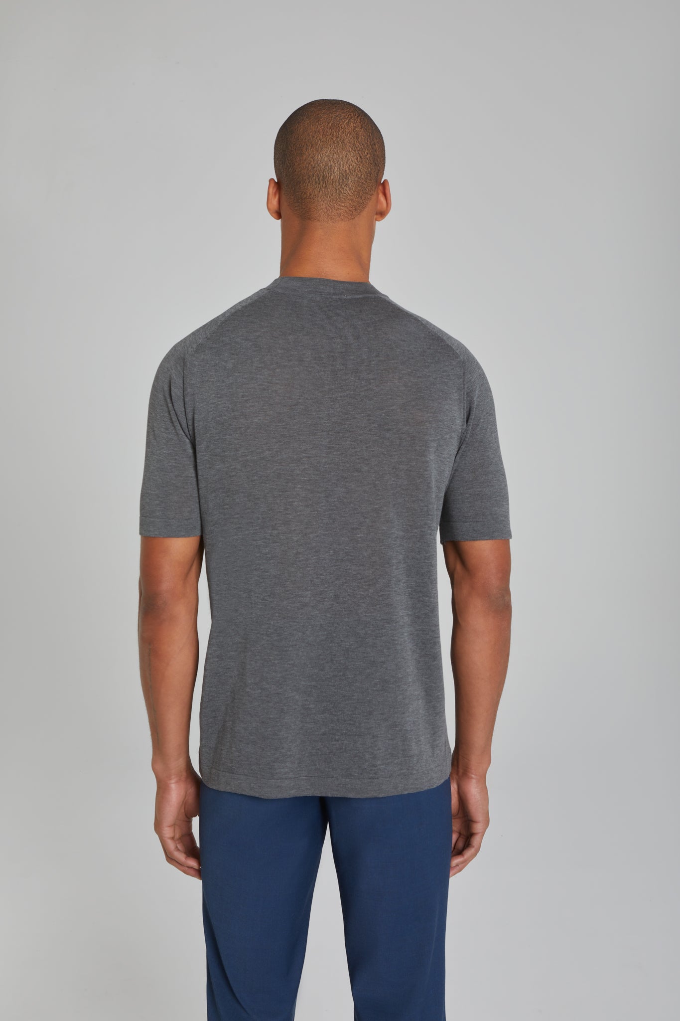 Alt view 3 SetiCo Cotton and Silk Knit Crew Neck in Grey