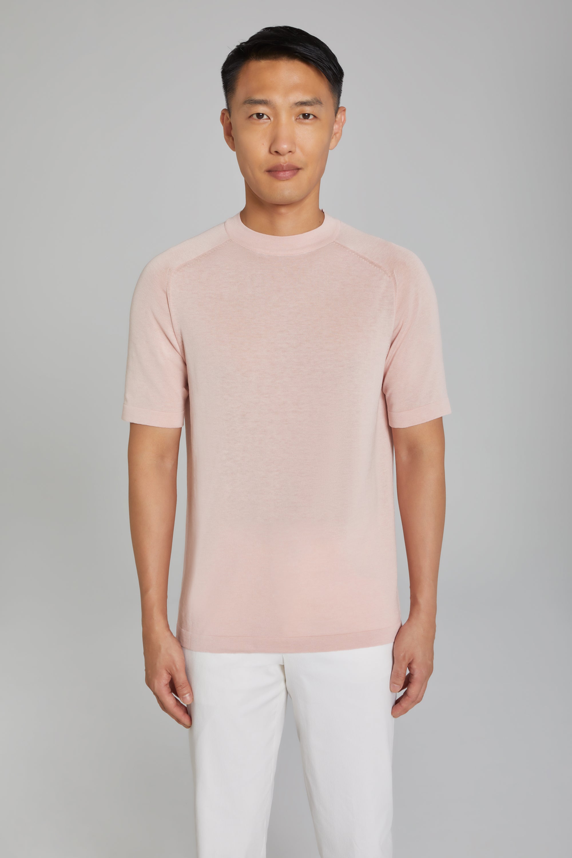 Alt view SetiCo Cotton and Silk Knit Crew Neck in Pink
