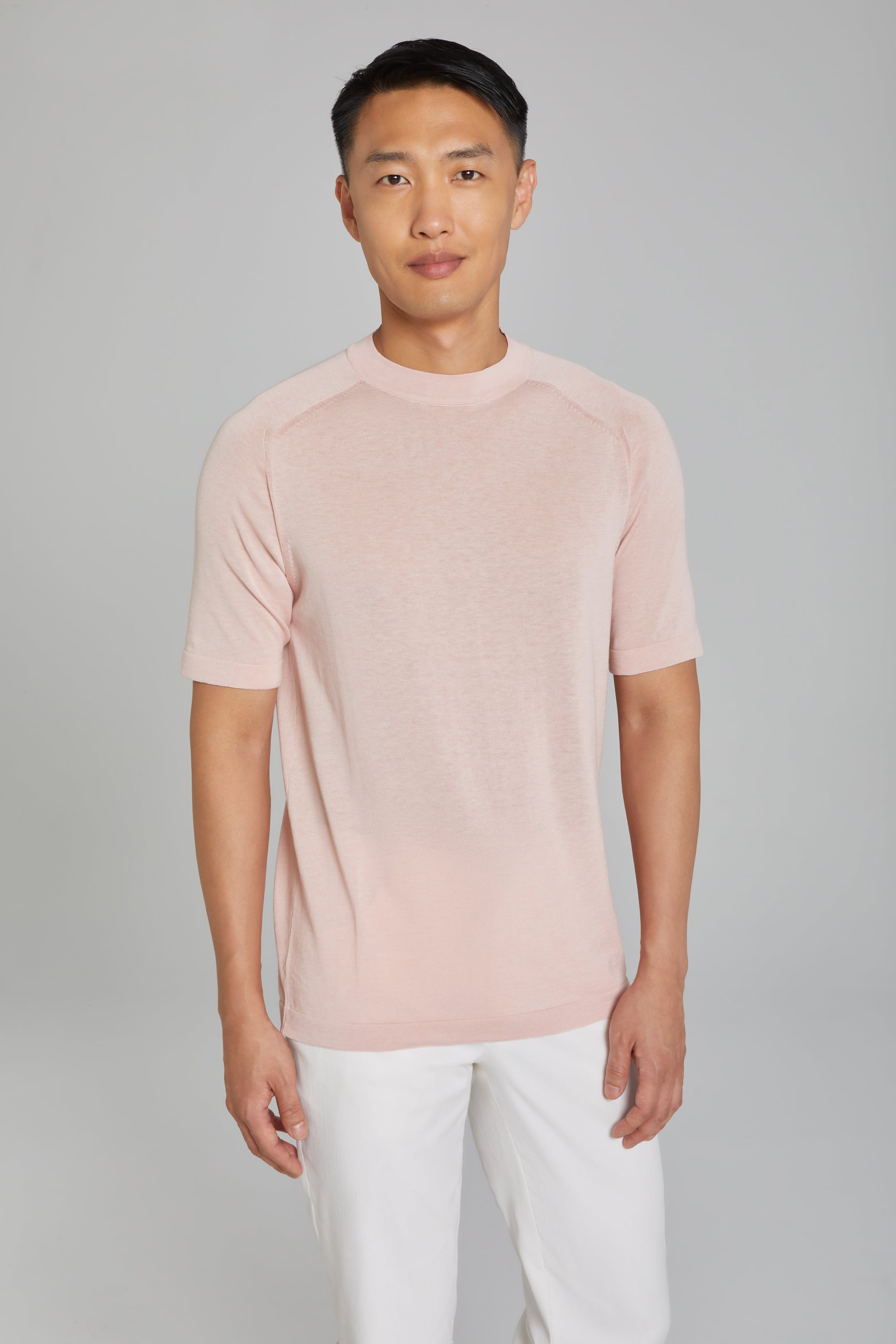 Alt view 2 SetiCo Cotton and Silk Knit Crew Neck in Pink