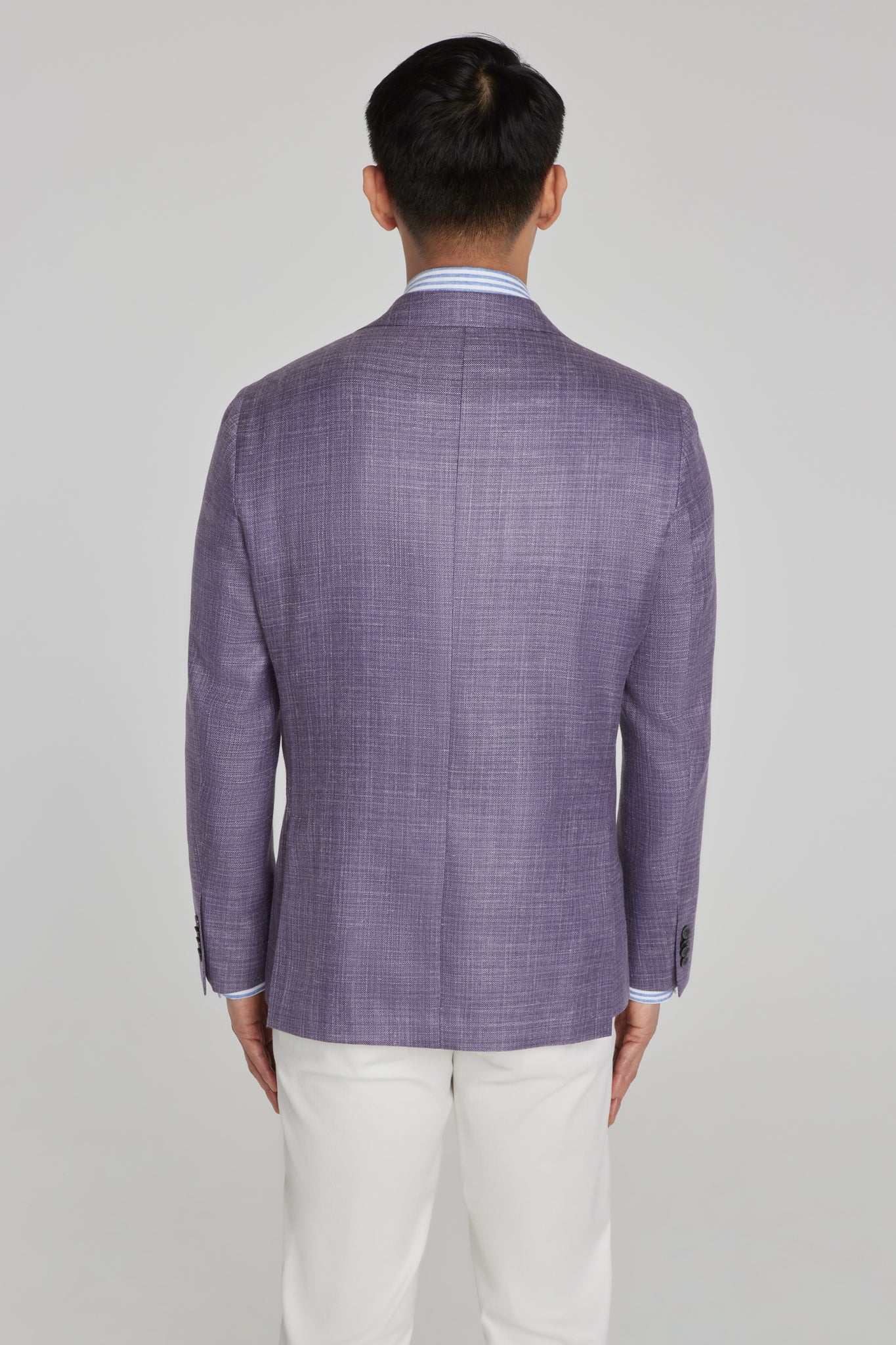 Image of Lavender Solid Morton Wool, Silk and Linen Blazer-Jack Victor