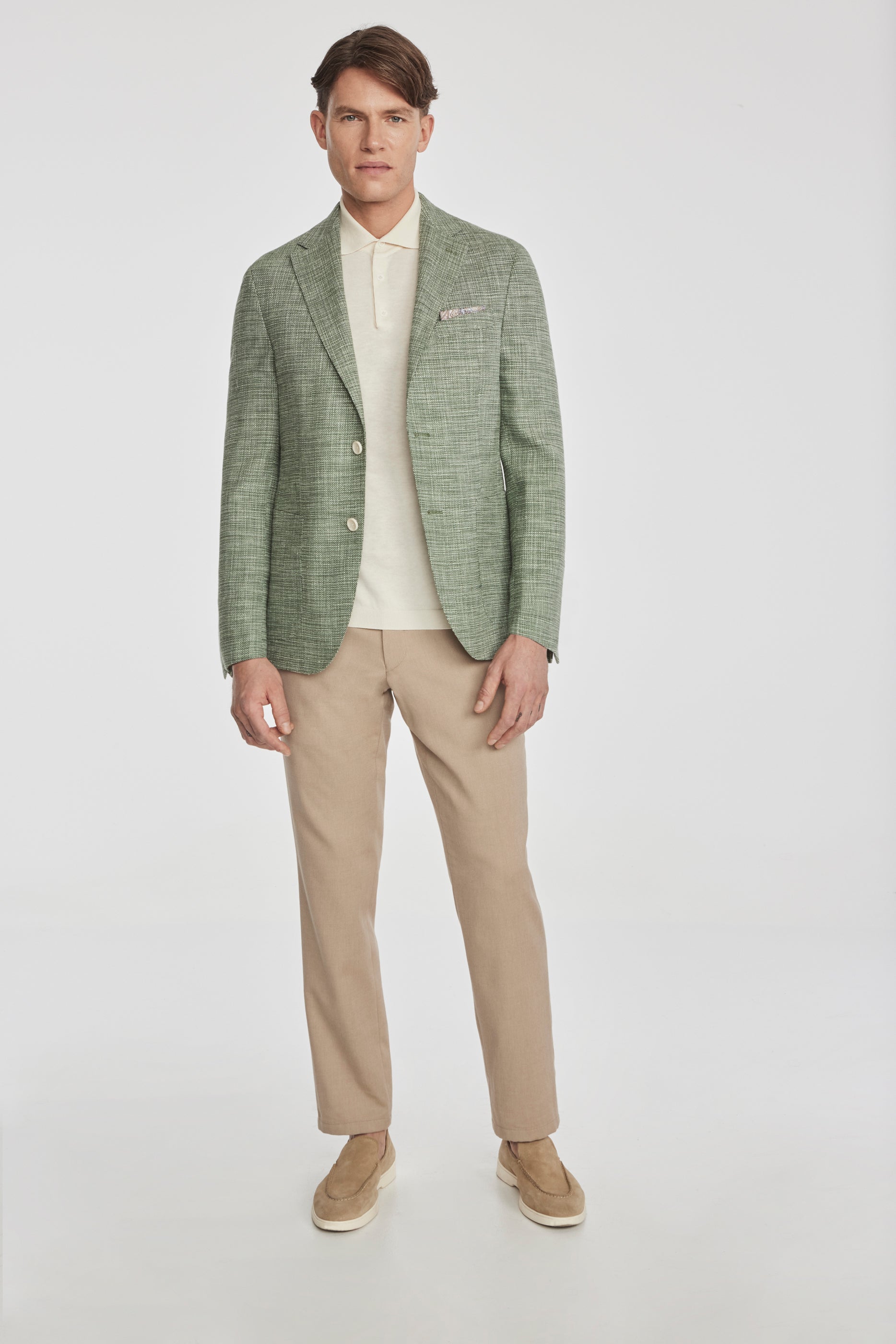 Alt view 2 Morton Solid Wool, Silk and Cotton Stretch Blazer in Olive