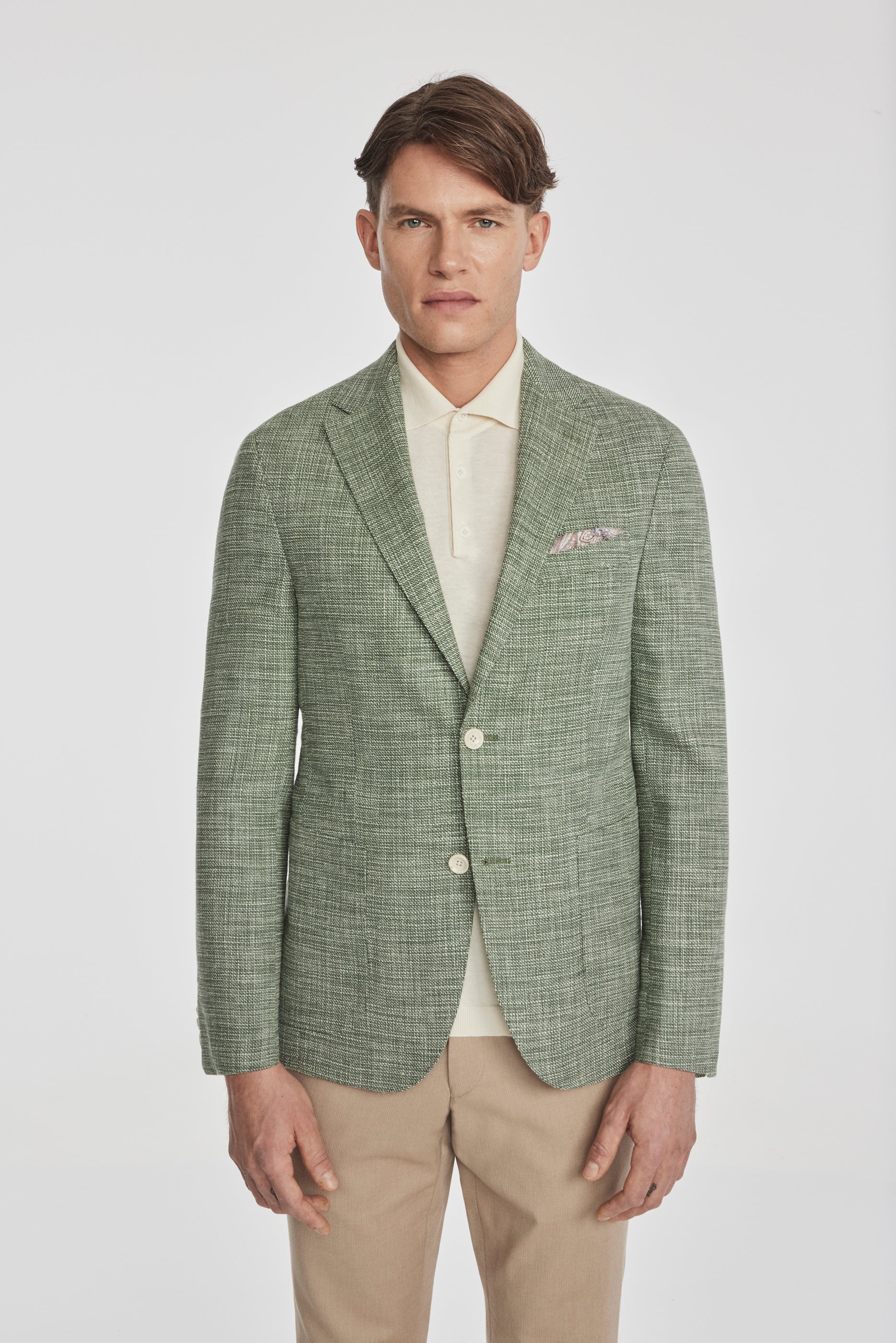 Alt view Morton Solid Wool, Silk and Cotton Stretch Blazer in Olive