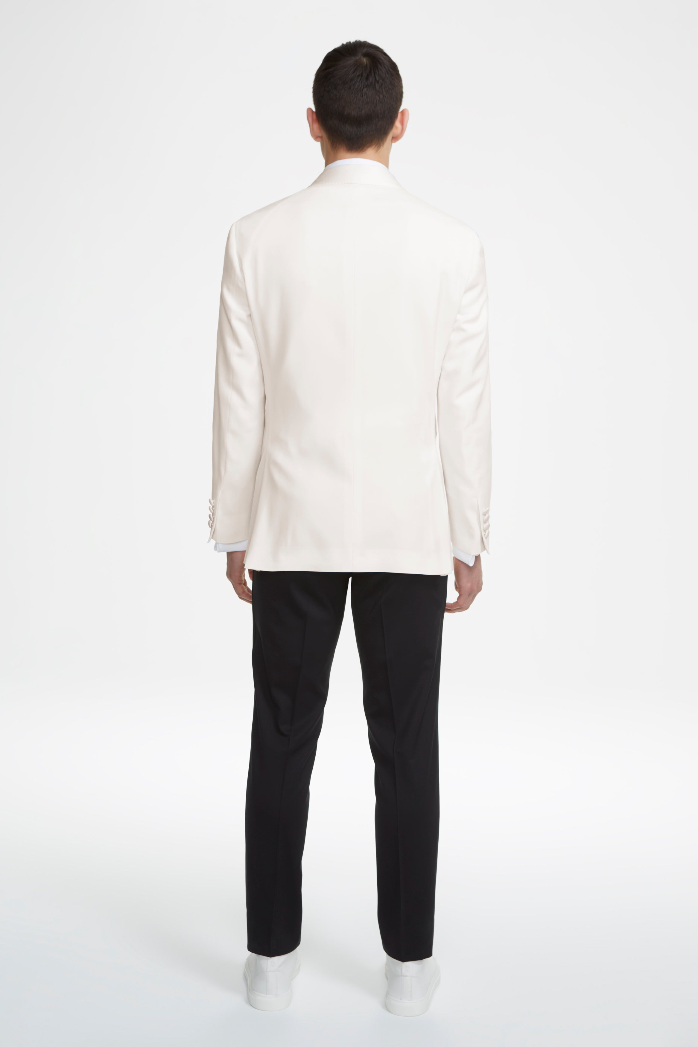 Alt view 3 Ethan Wool Shawl Collar Dinner Jacket in Cream