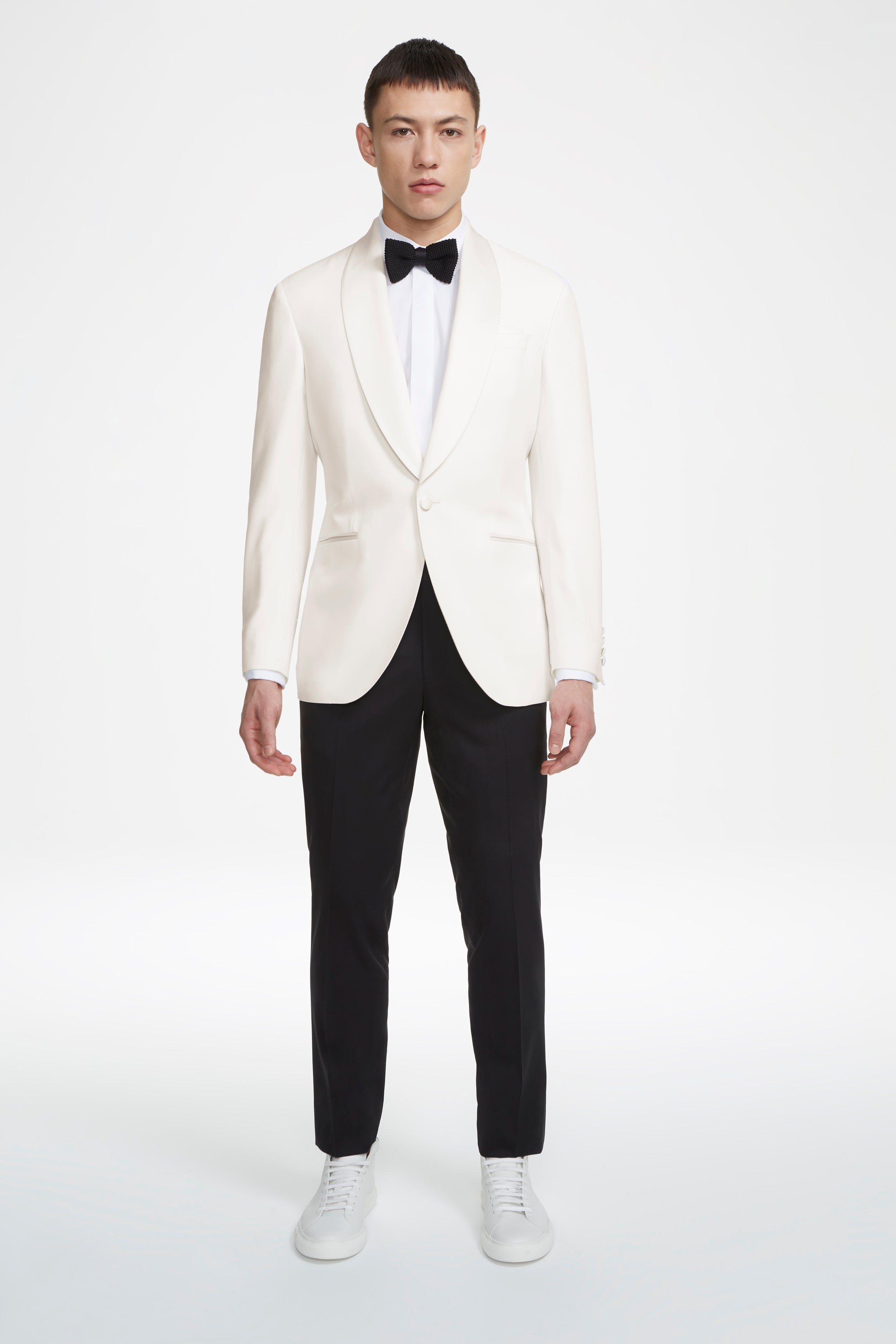 Alt view 1 Ethan Wool Shawl Collar Dinner Jacket in Cream