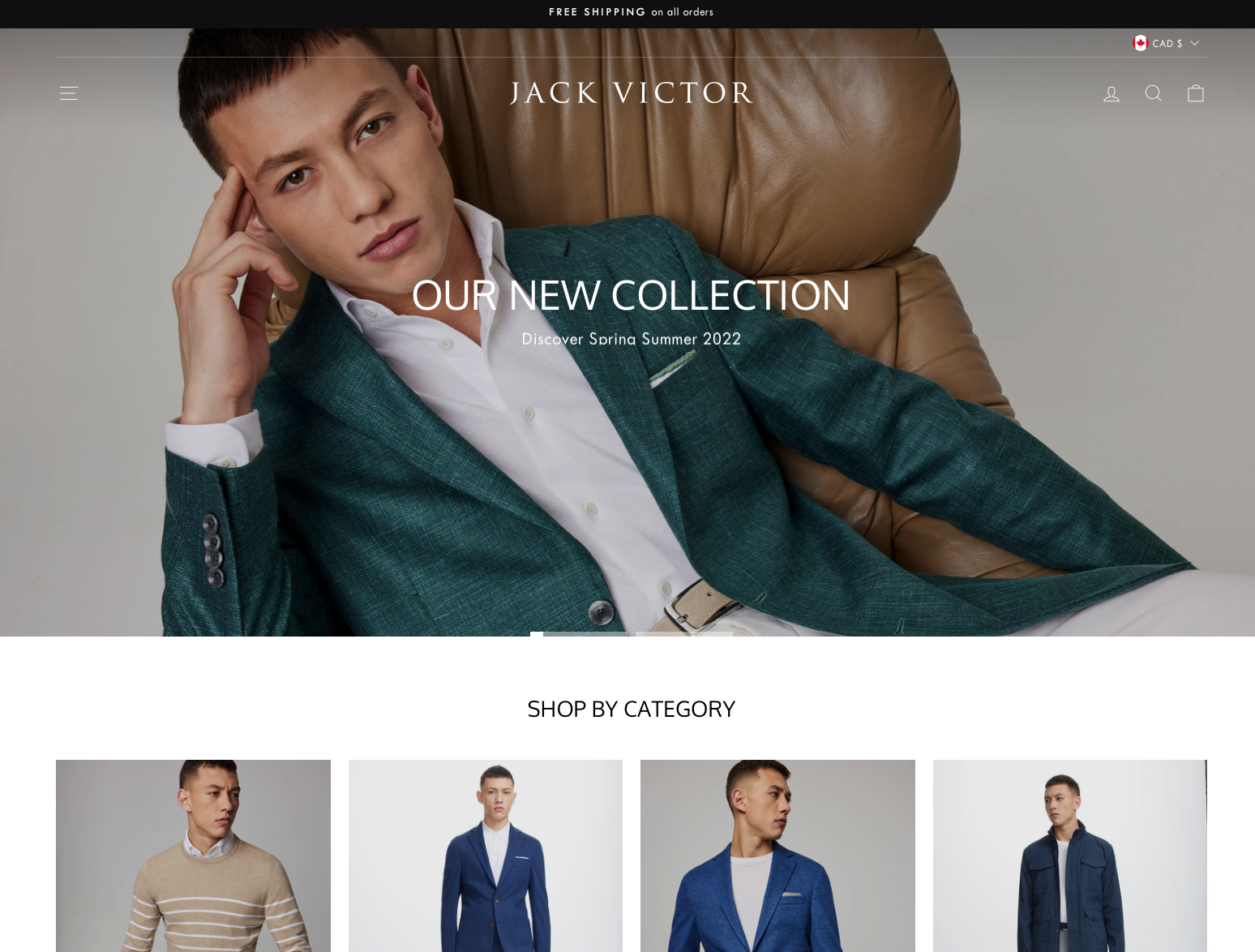 Jack Victor New Ecommerce Site Screenshot