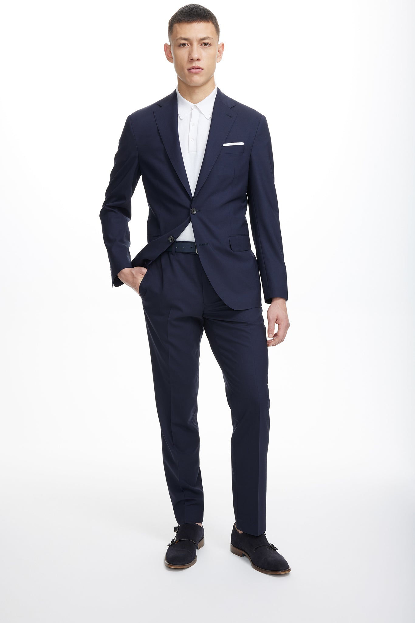 Navy Solid Dean Wool Stretch Suit