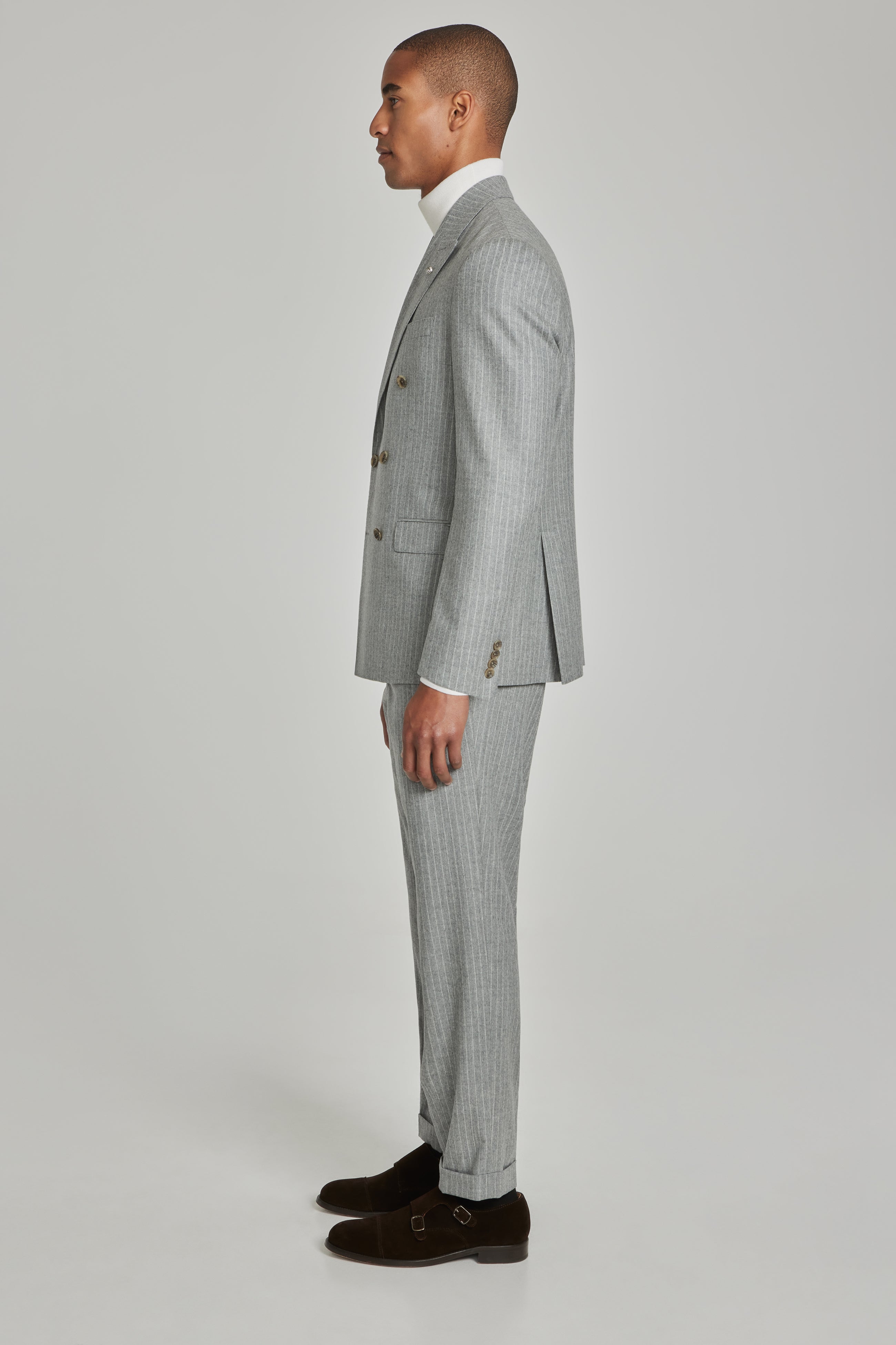 Alt view 3 Martin Pinstripe Super 120's Wool Suit in Light Grey