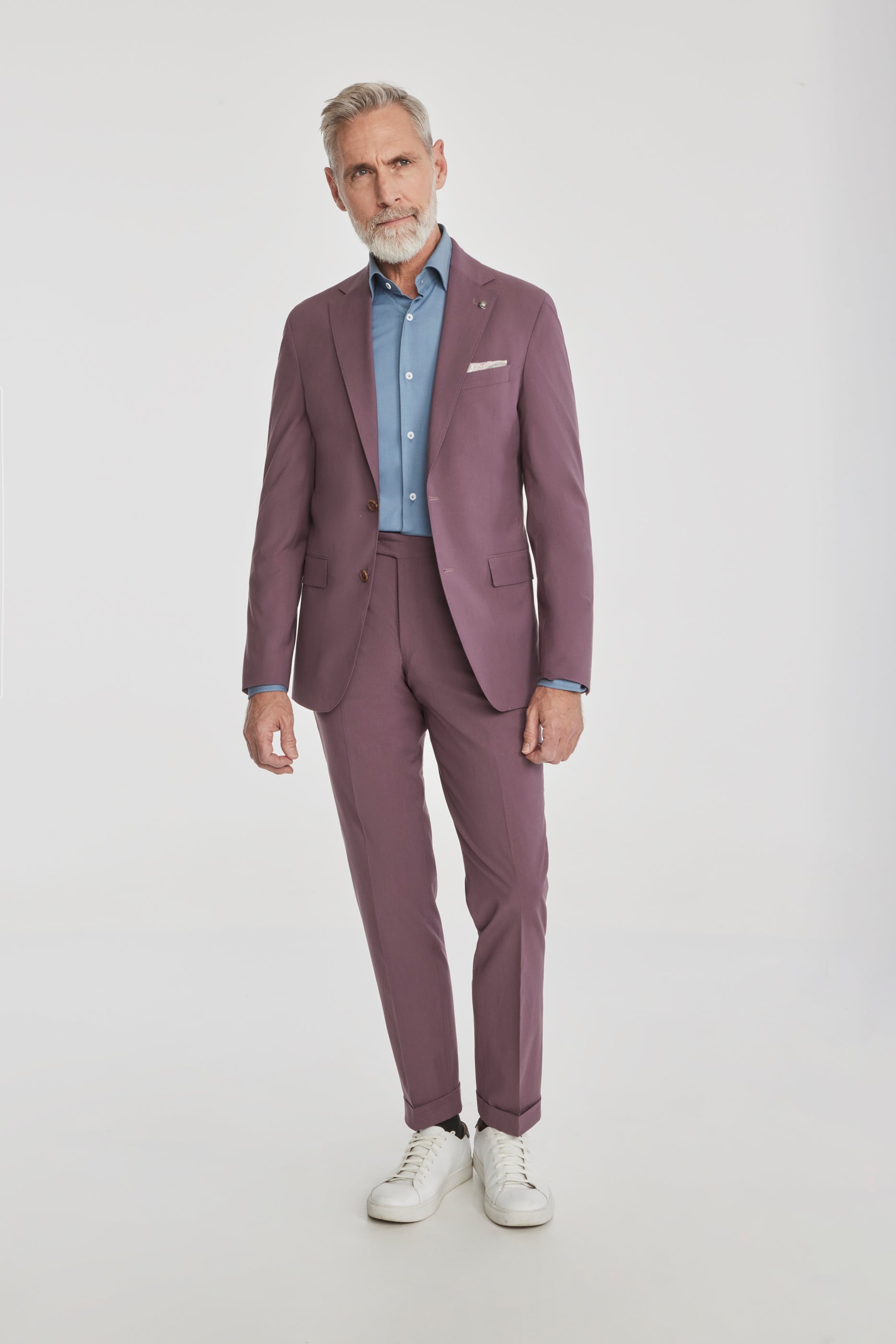 Alt view Midland Solid Wool Cotton Stretch Suit in Berry