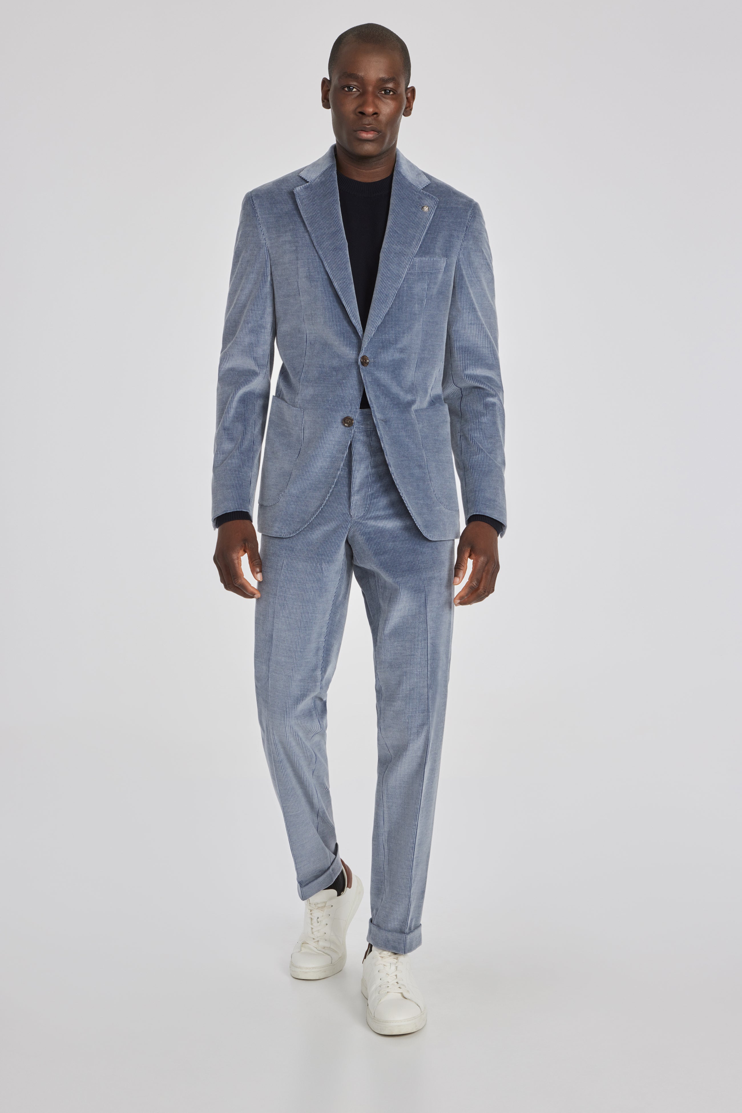 Myles Blue Corduroy Cotton, Cashmere Stretch Suit
