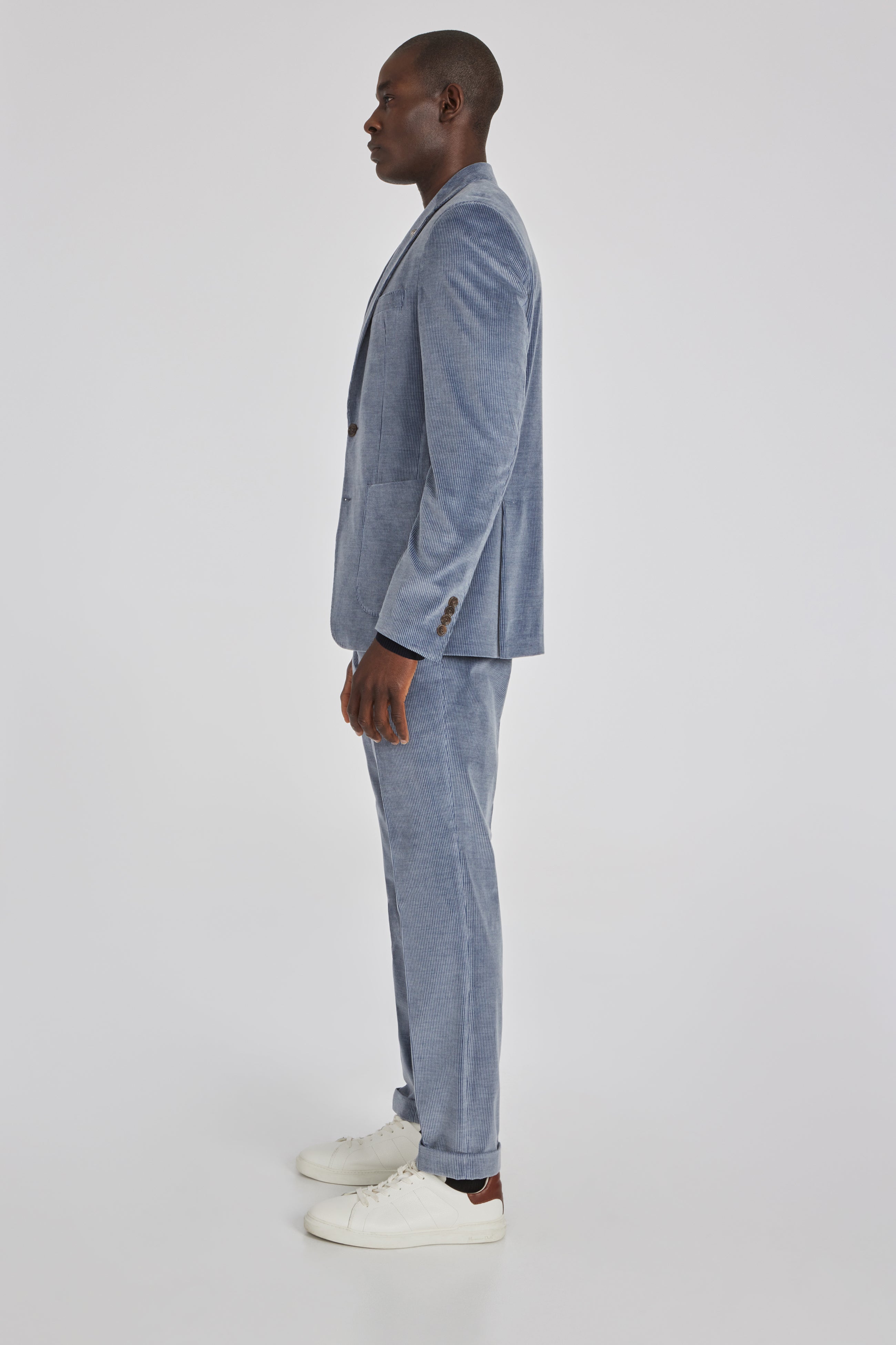 Image of Myles Blue Corduroy Cotton, Cashmere Stretch Suit-Jack Victor