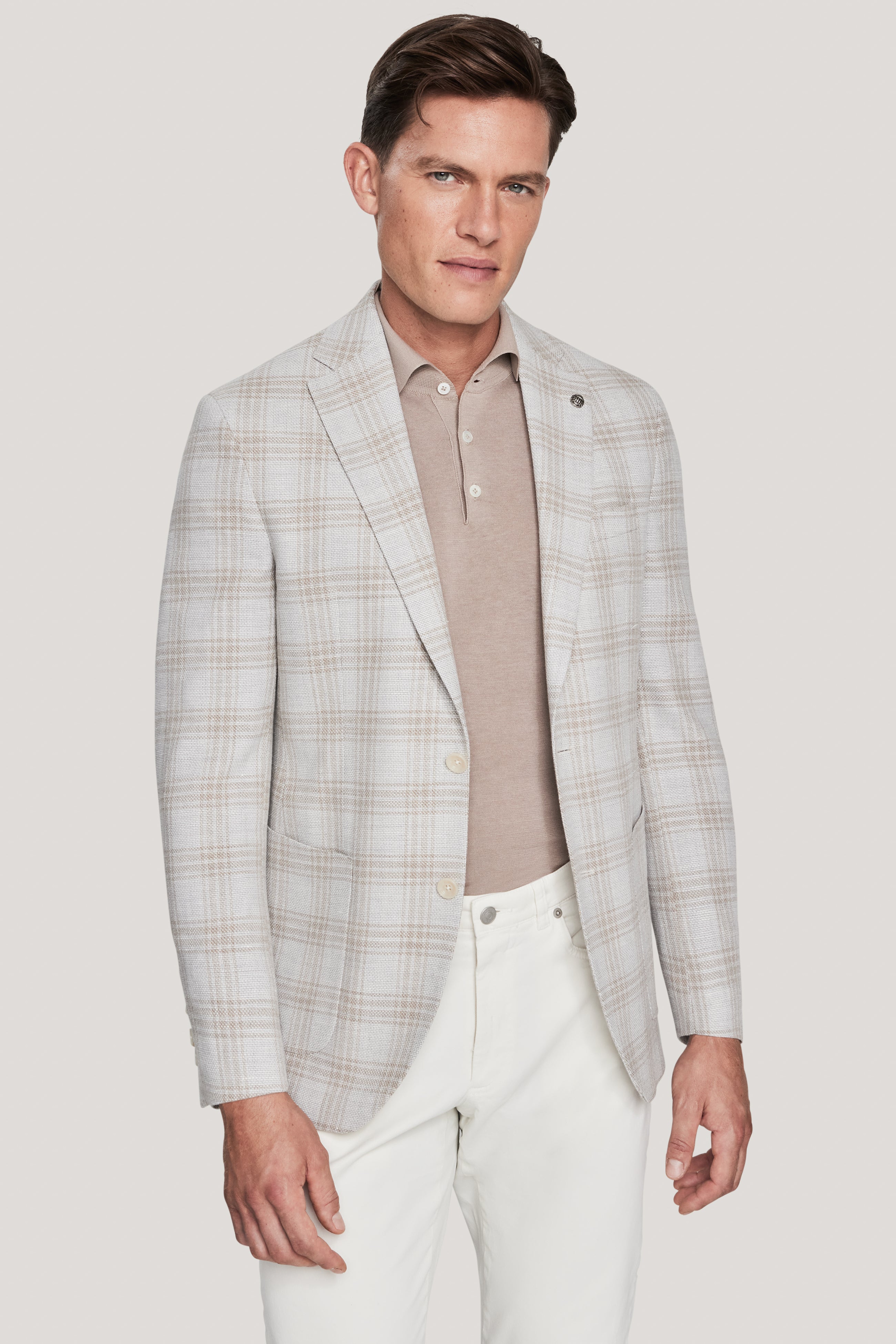 Alt view Light Grey and Tan Plaid COMFORTWEAR™ Blazer