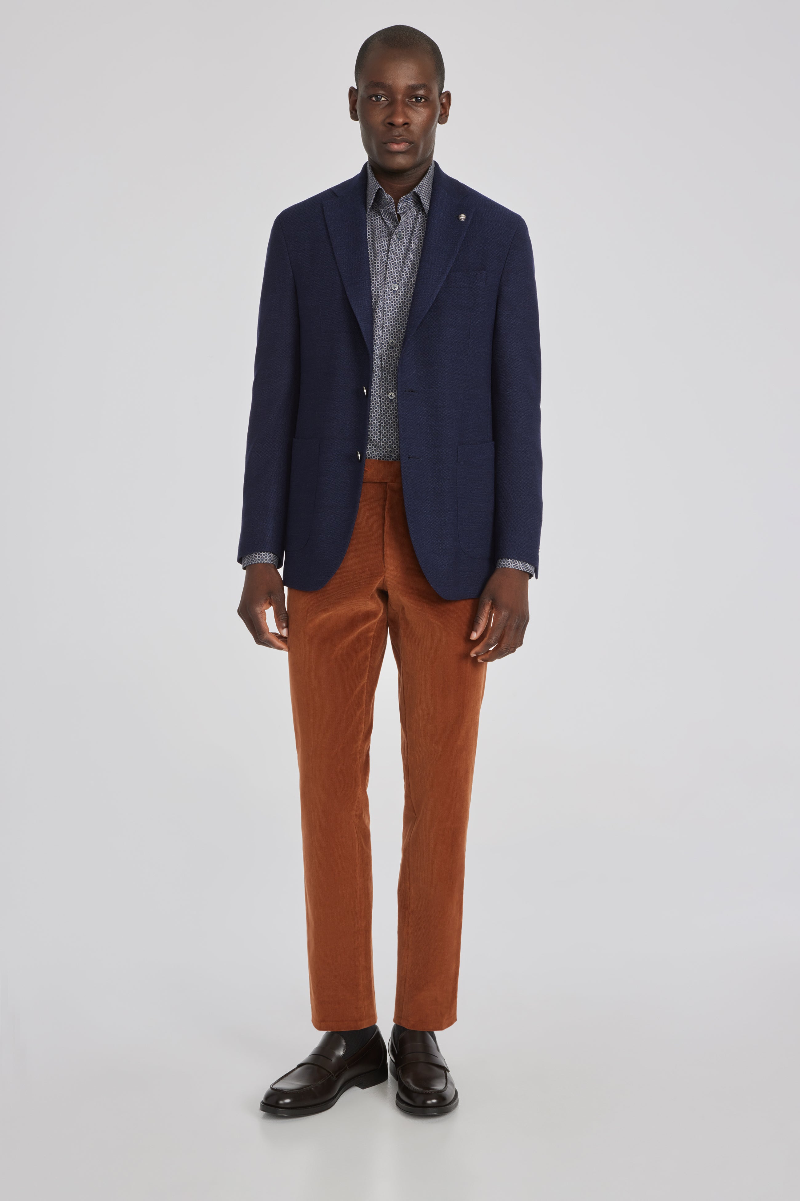 Hampton Navy Solid Wool and Lycra Blazer