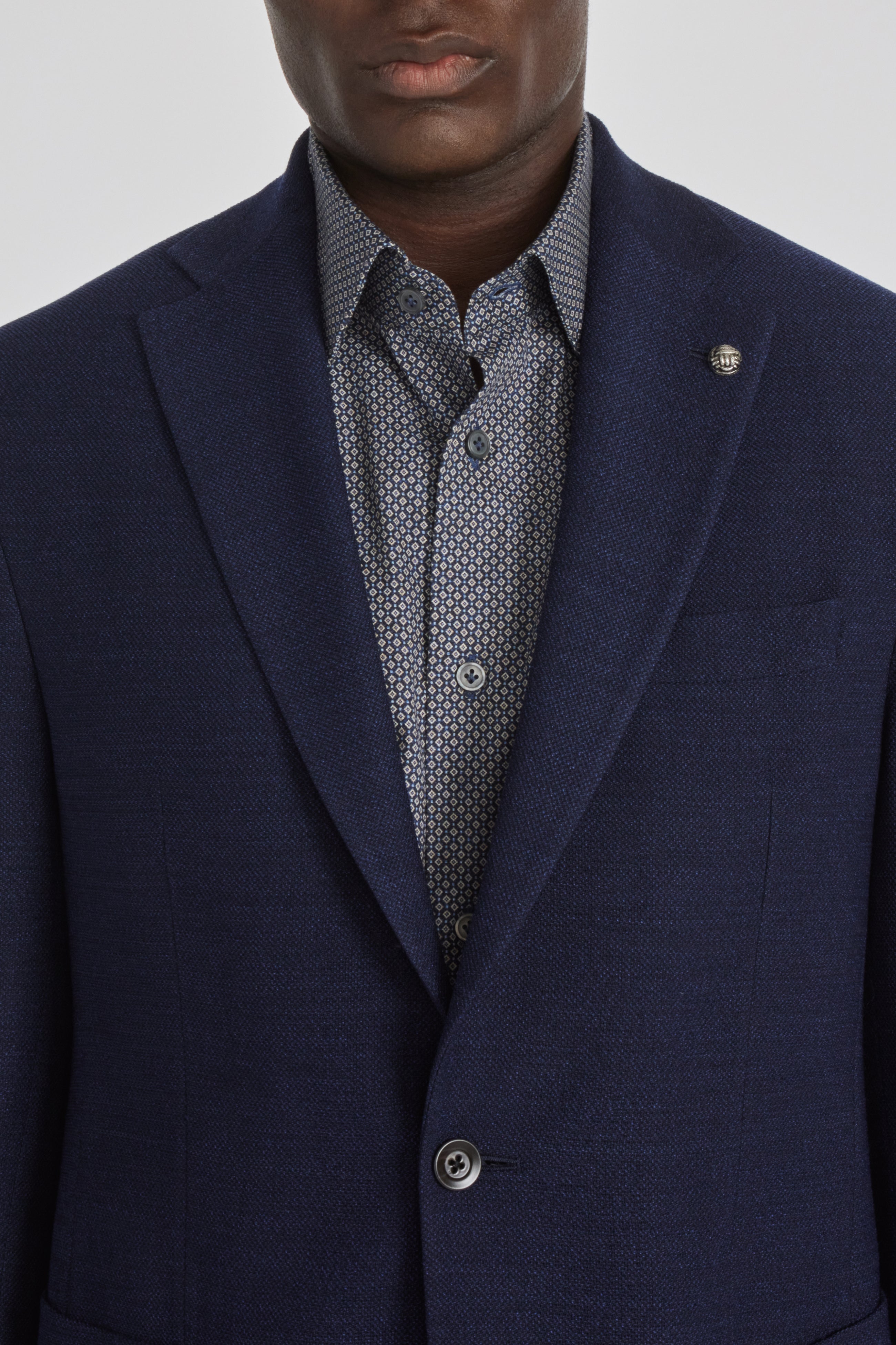 Hampton Navy Solid Wool and Lycra Blazer